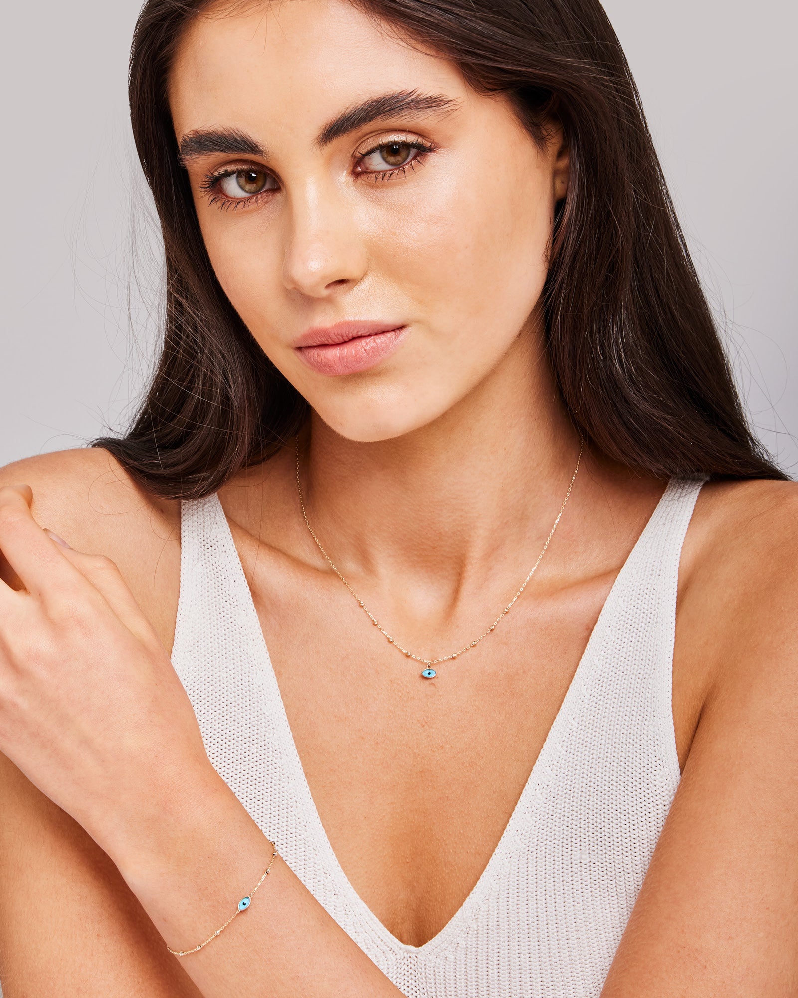 Essentials 9K Gold Evil Eye Ball Necklace
