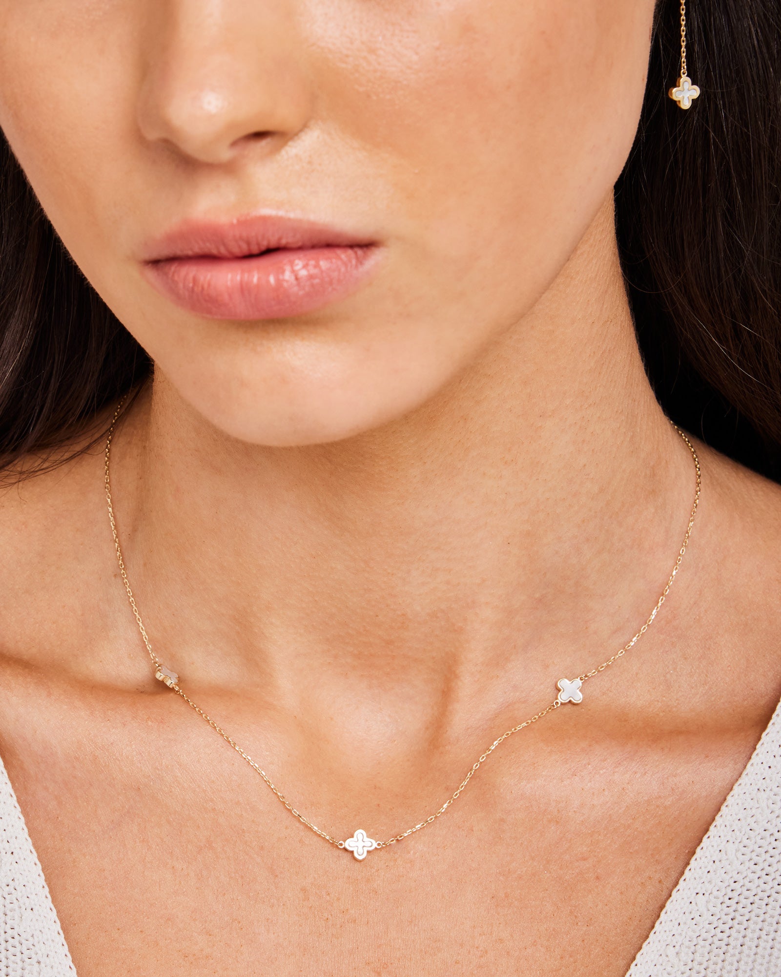 Alina 9K Gold Mother of Pearl Petal Necklace