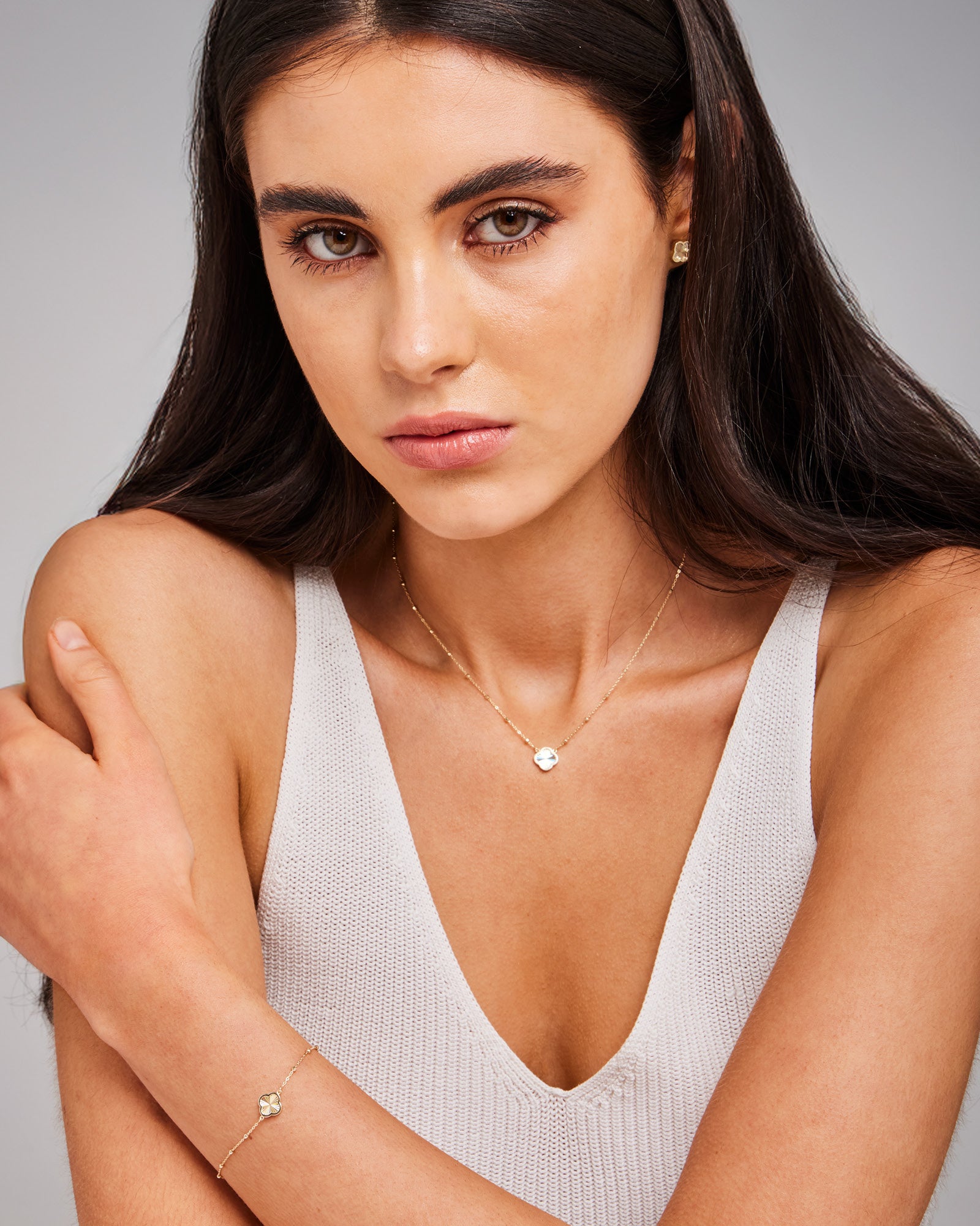 Essentials 9K Gold Rainbow Petal Necklace