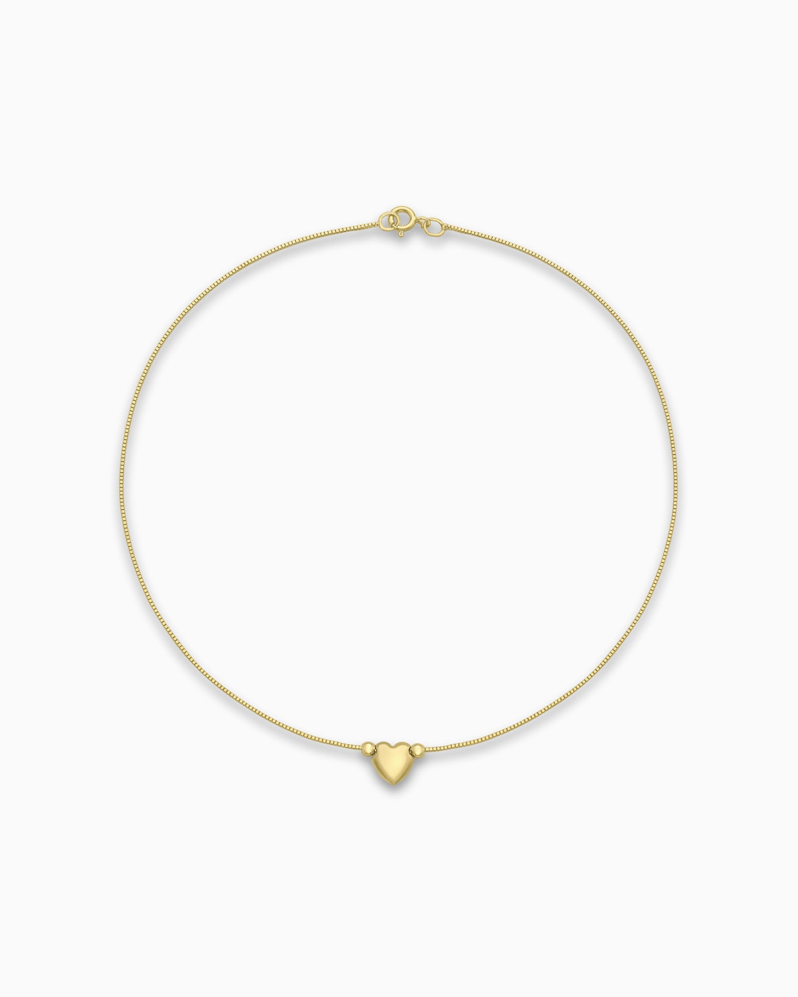 Essentials 9K Gold Heart Box Chain Anklet