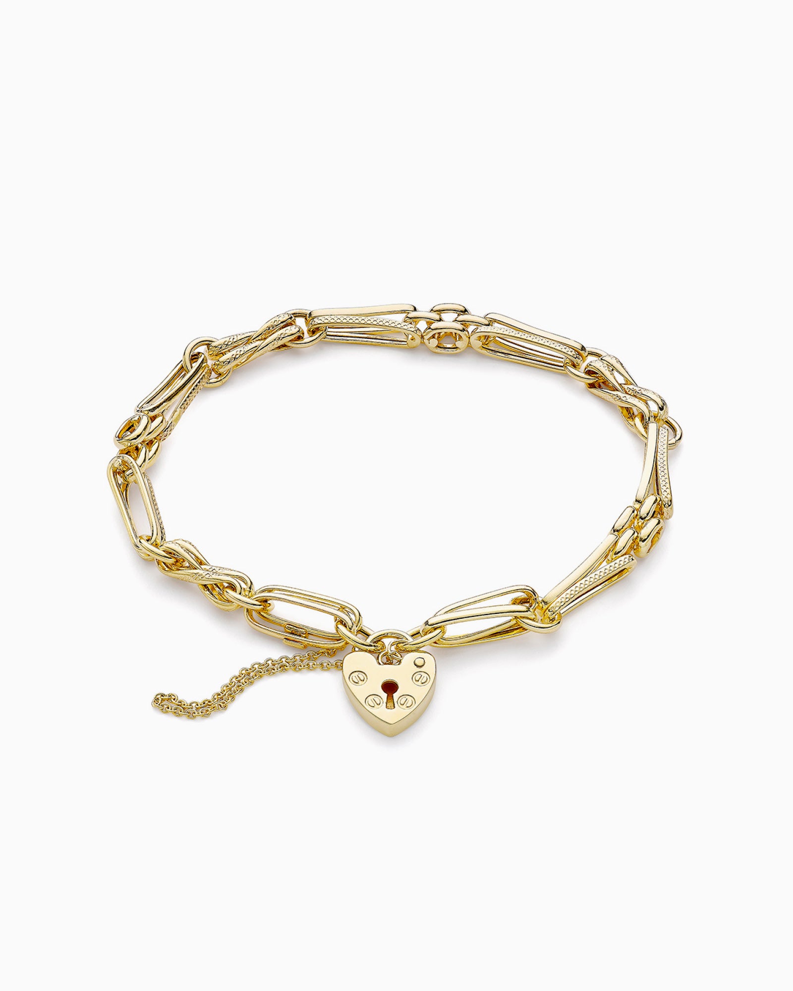 Glow 9K Gold Link & Panther Chain Padlock Bracelet 19cm