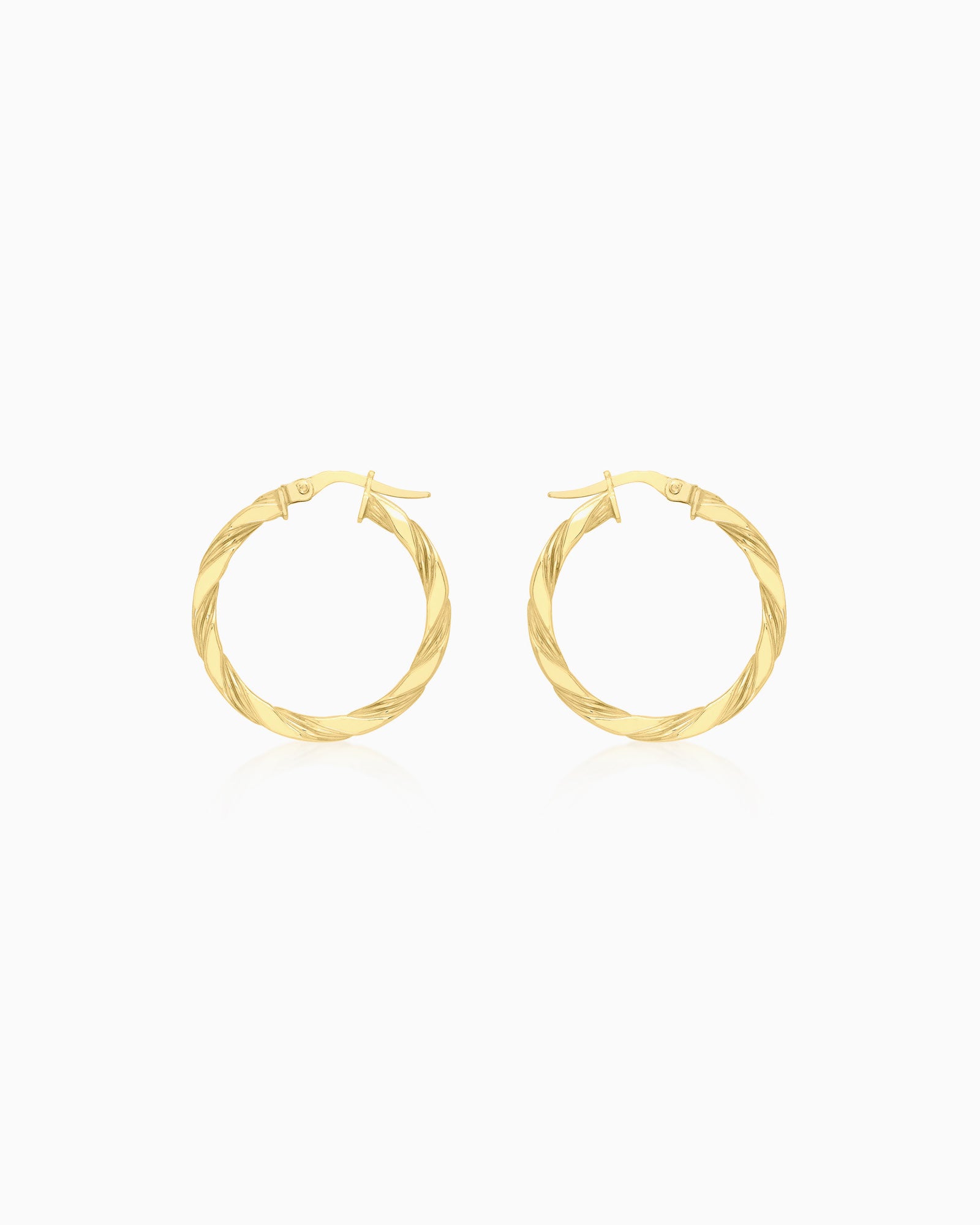 Essentials 9K Gold Flat Twist 25mm Hoop Earrings