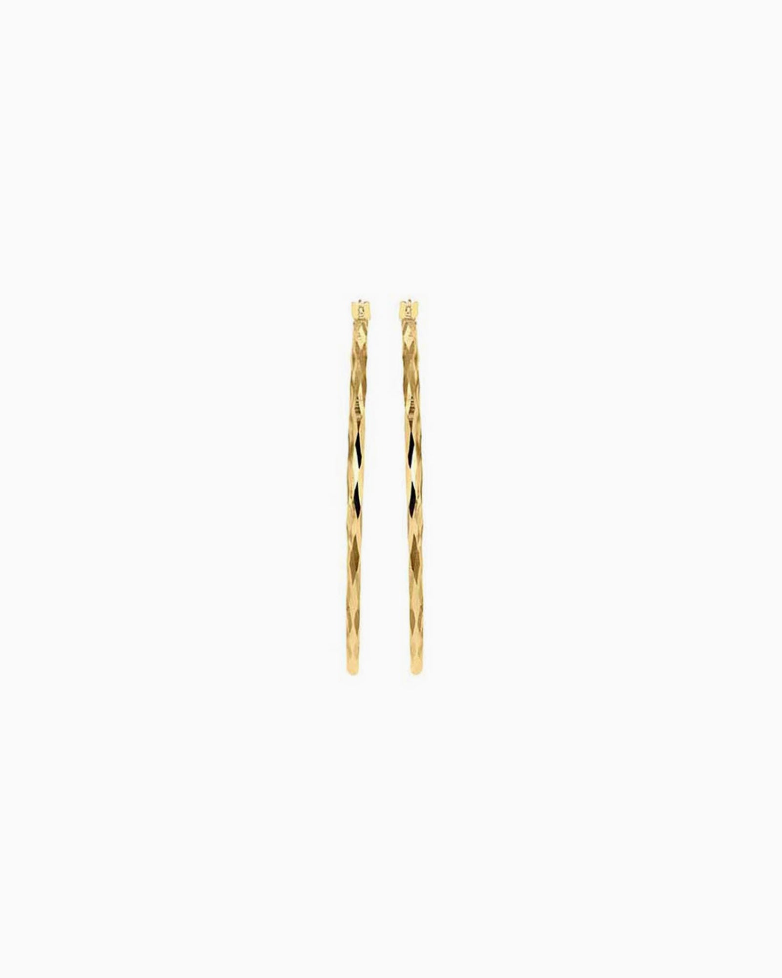 Essentials 9K Gold 42mm Diamond Cut Hoop Earrings