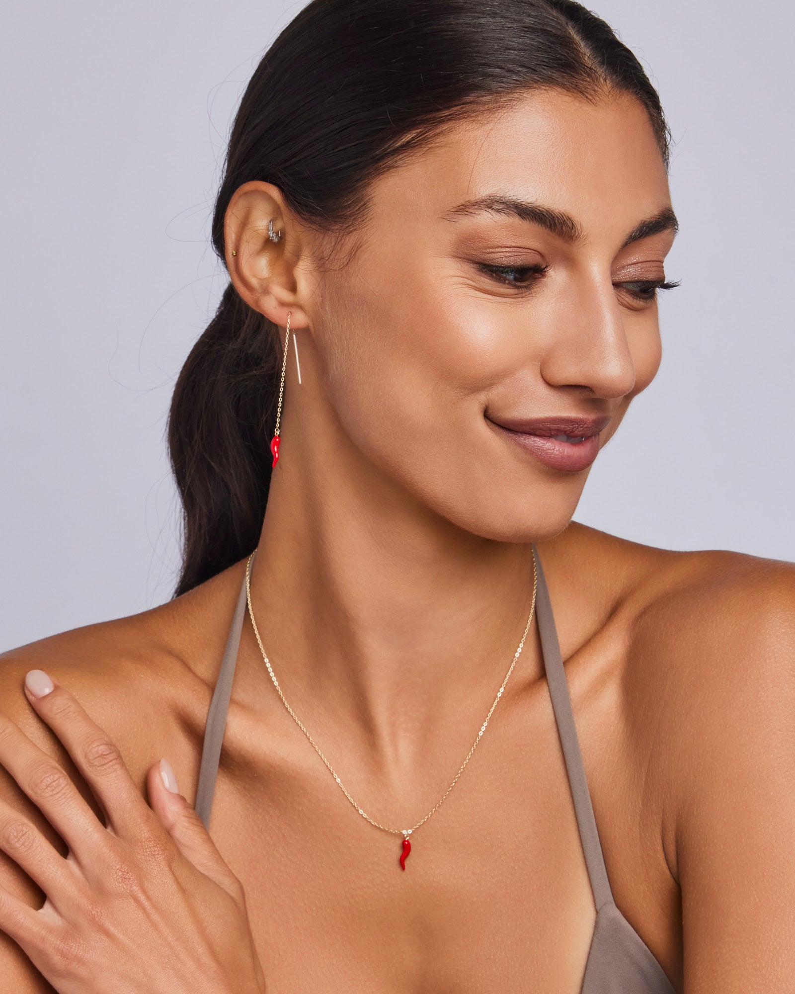 Memento 9K Gold Red Horn Necklace