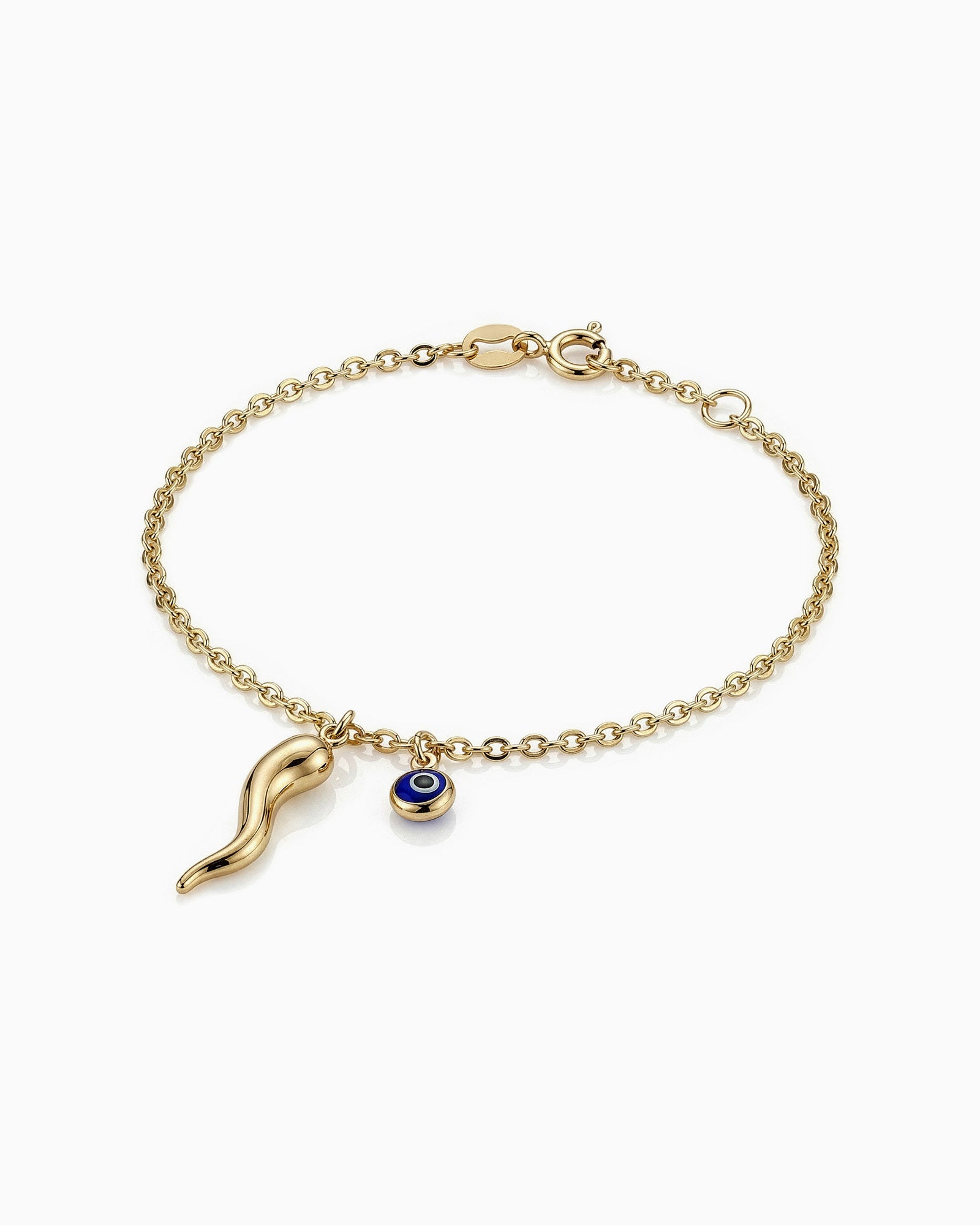 Memento 9K Gold Nazar & Gold Horn Bracelet