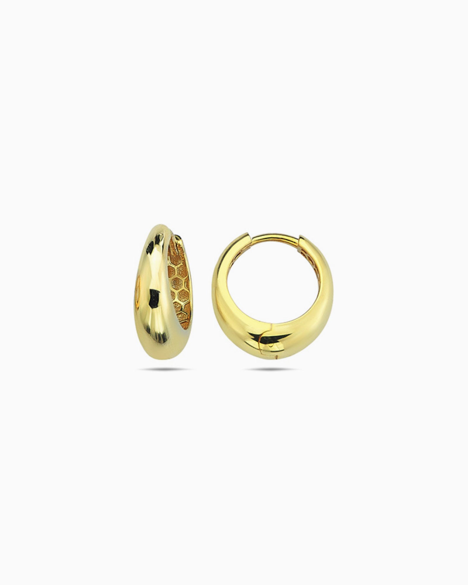 Essentials 9K Gold Round Tapered Huggie Earrings
