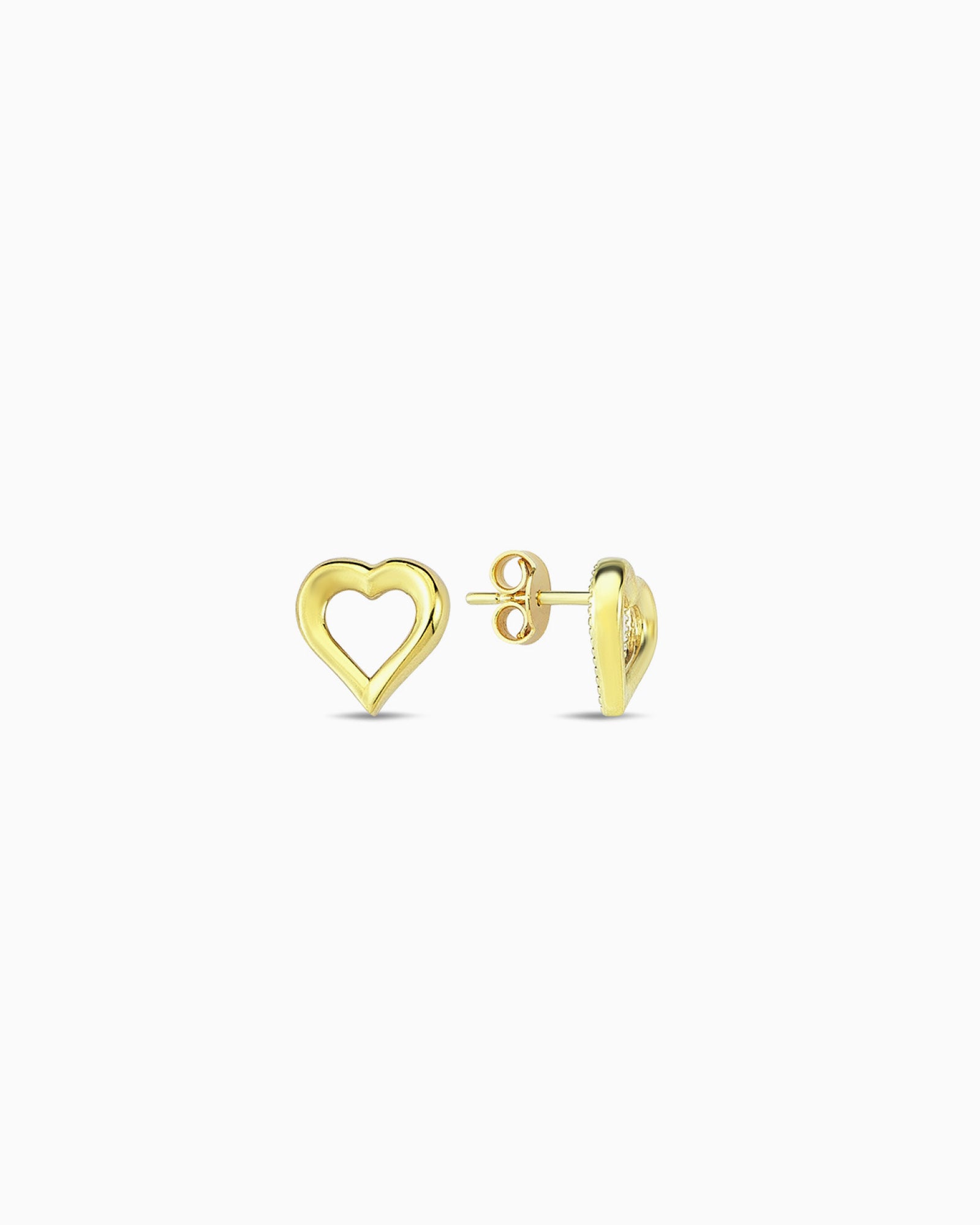 Alina 9K Gold Open Heart Stud Earrings