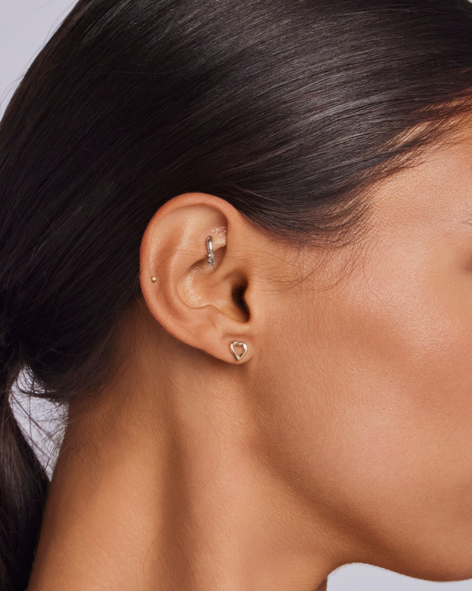 Alina 9K Gold Open Heart Stud Earrings