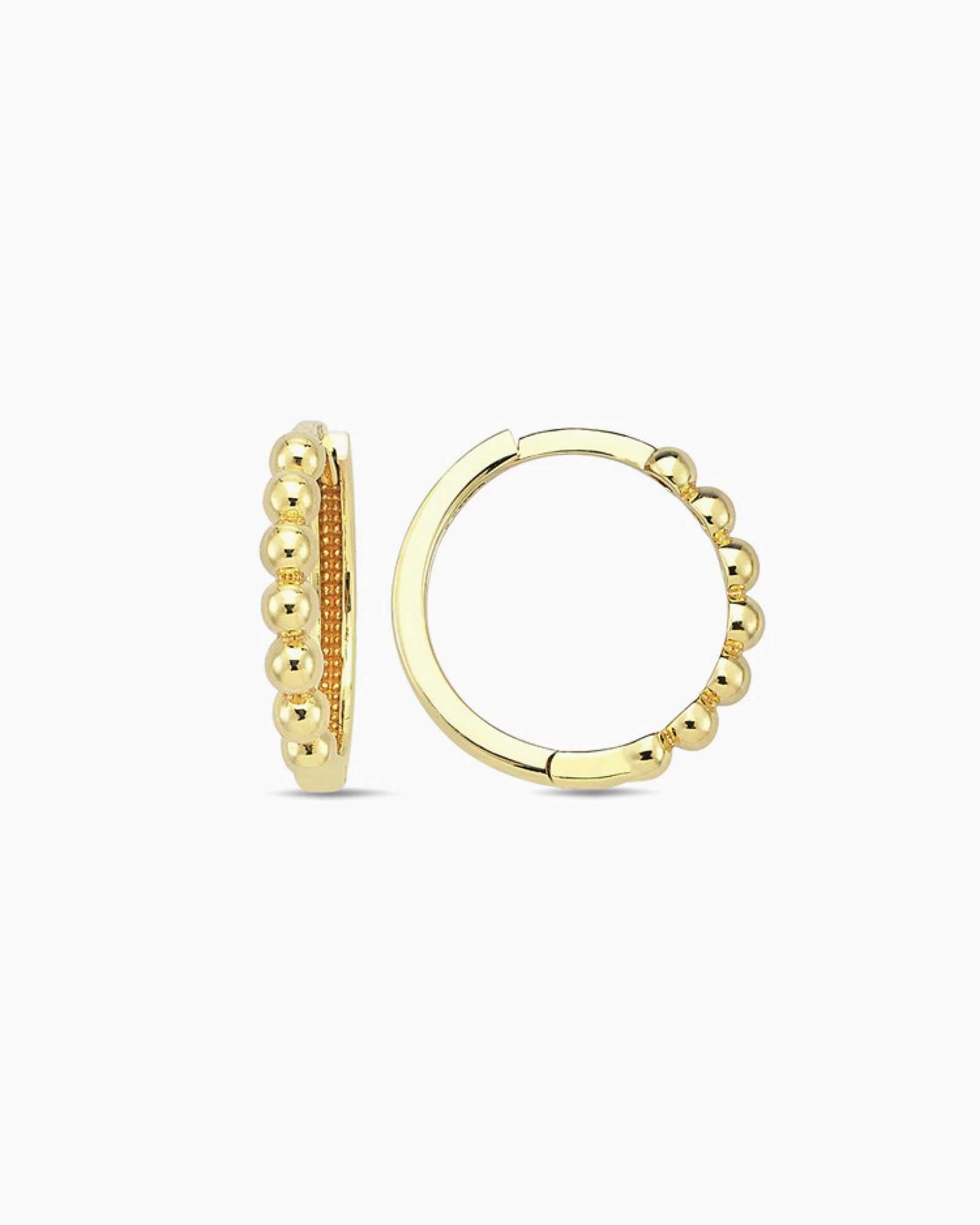 Essentials 9K Gold Beaded Huggie Earrings