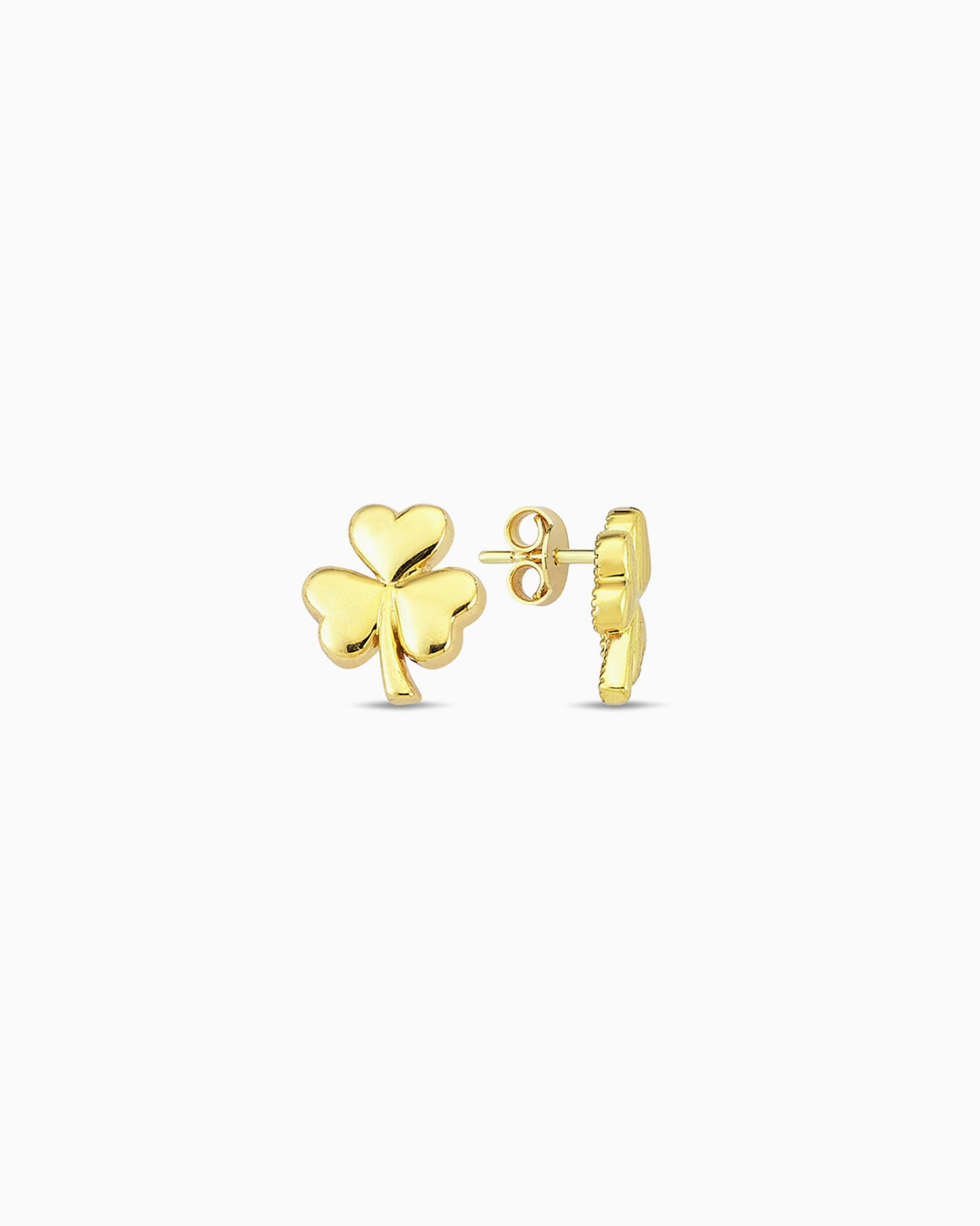 Memento 9K Gold 3 Leaf Clover Stud Earrings