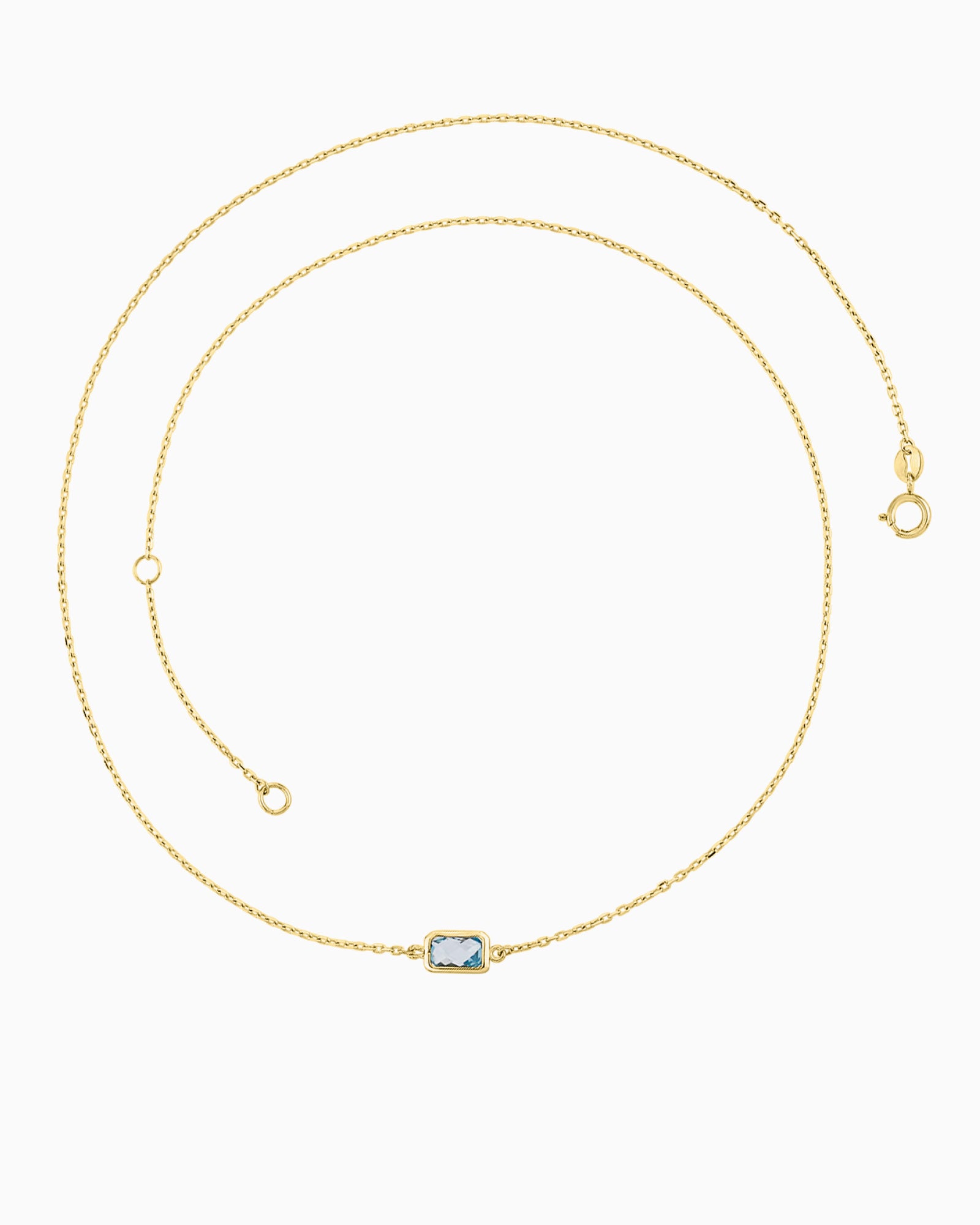 Essentials 9K Gold Faceted Sky Blue Topaz Necklace
