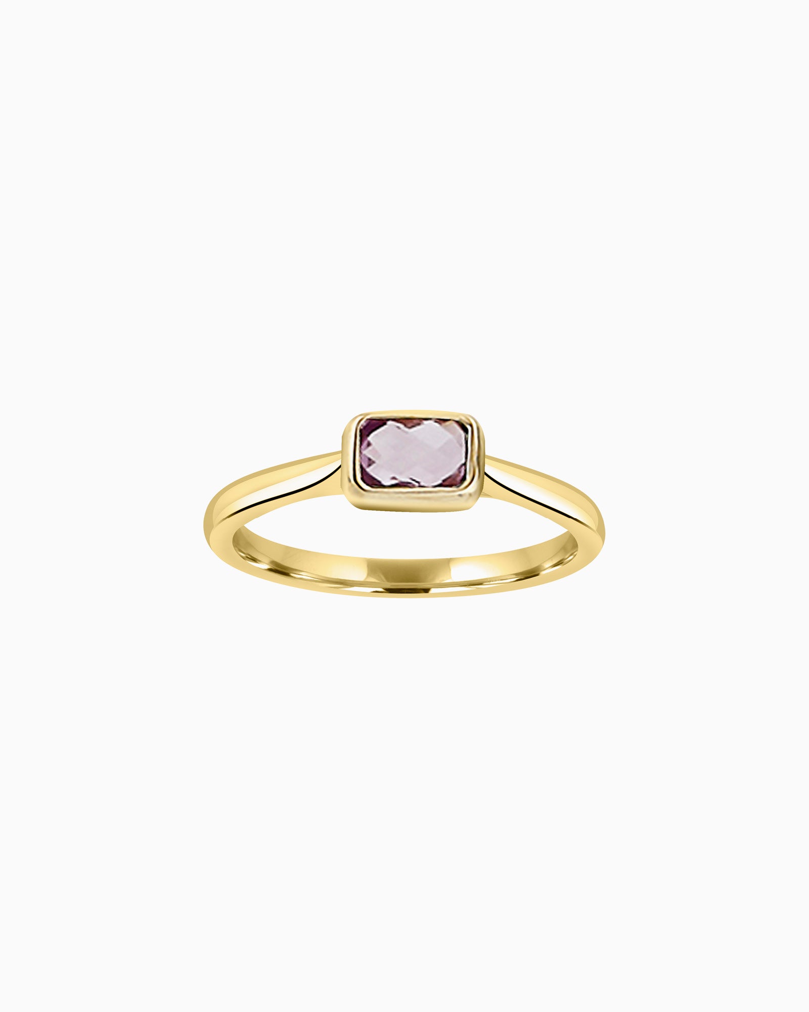 Essentials 9K Gold Faceted Amethyst Ring