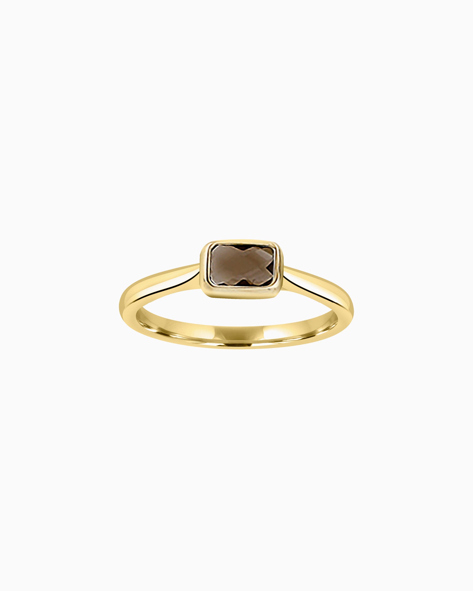 Essentials 9K Gold Faceted Smoky Quartz Ring