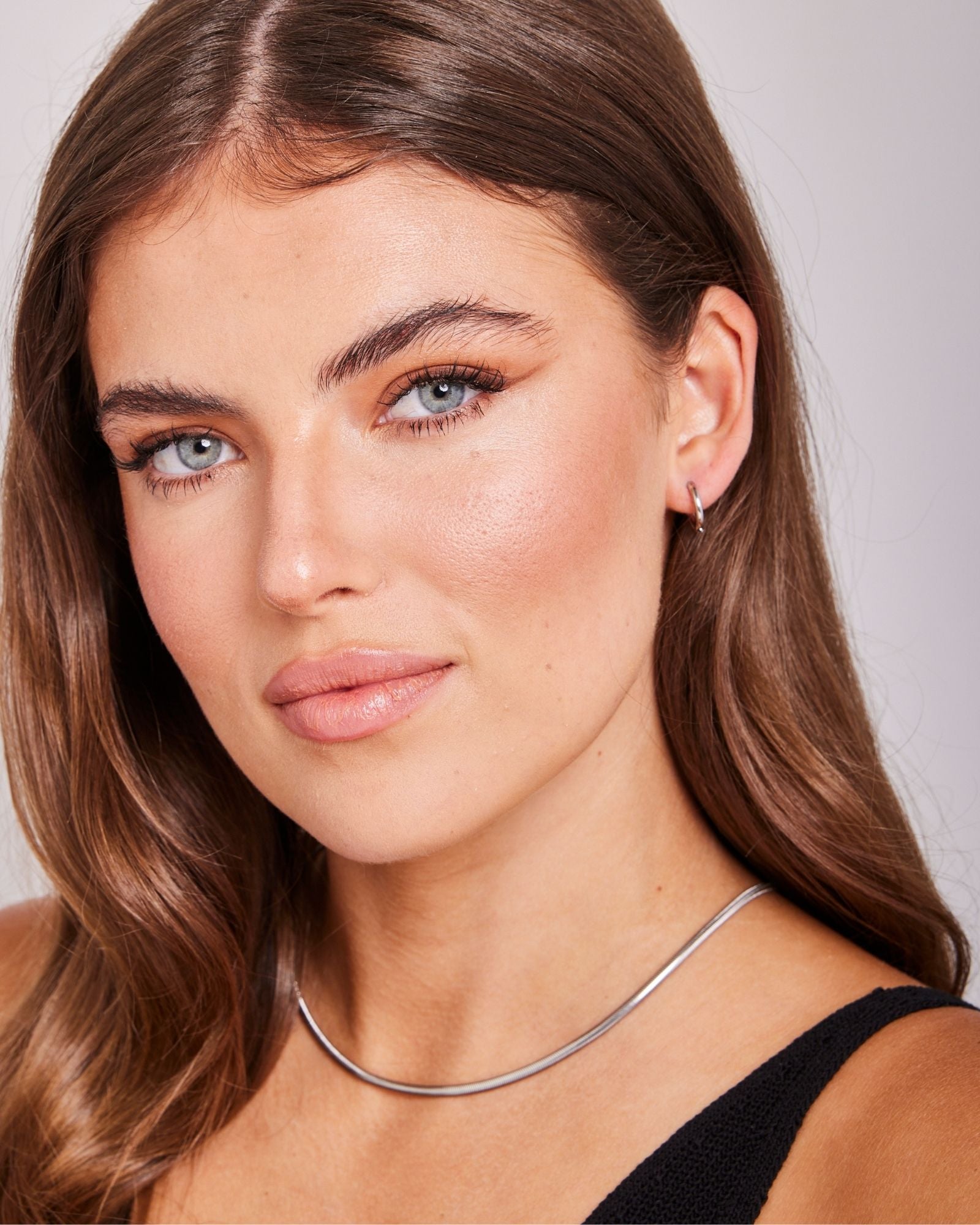 Essentials Silver Hoops & Snake Chain Necklace