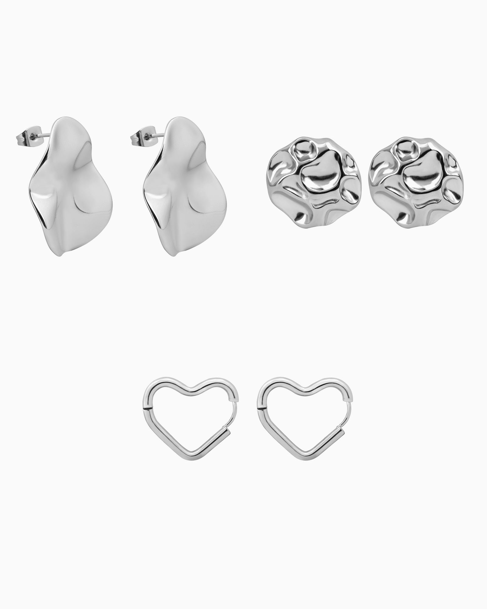 Sculpted Silver Earring Trio