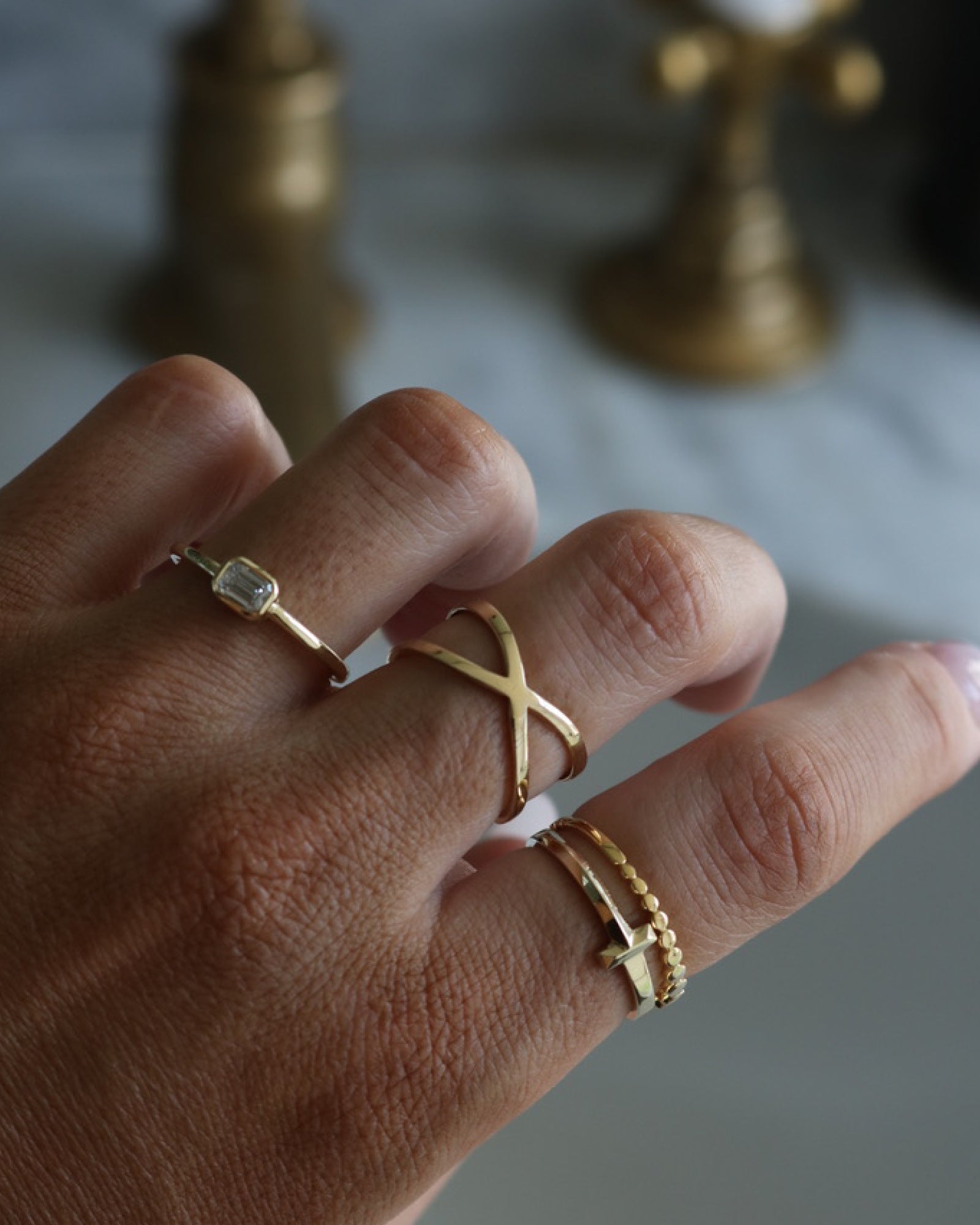 Linea 9K Gold Graduated Circles Ring