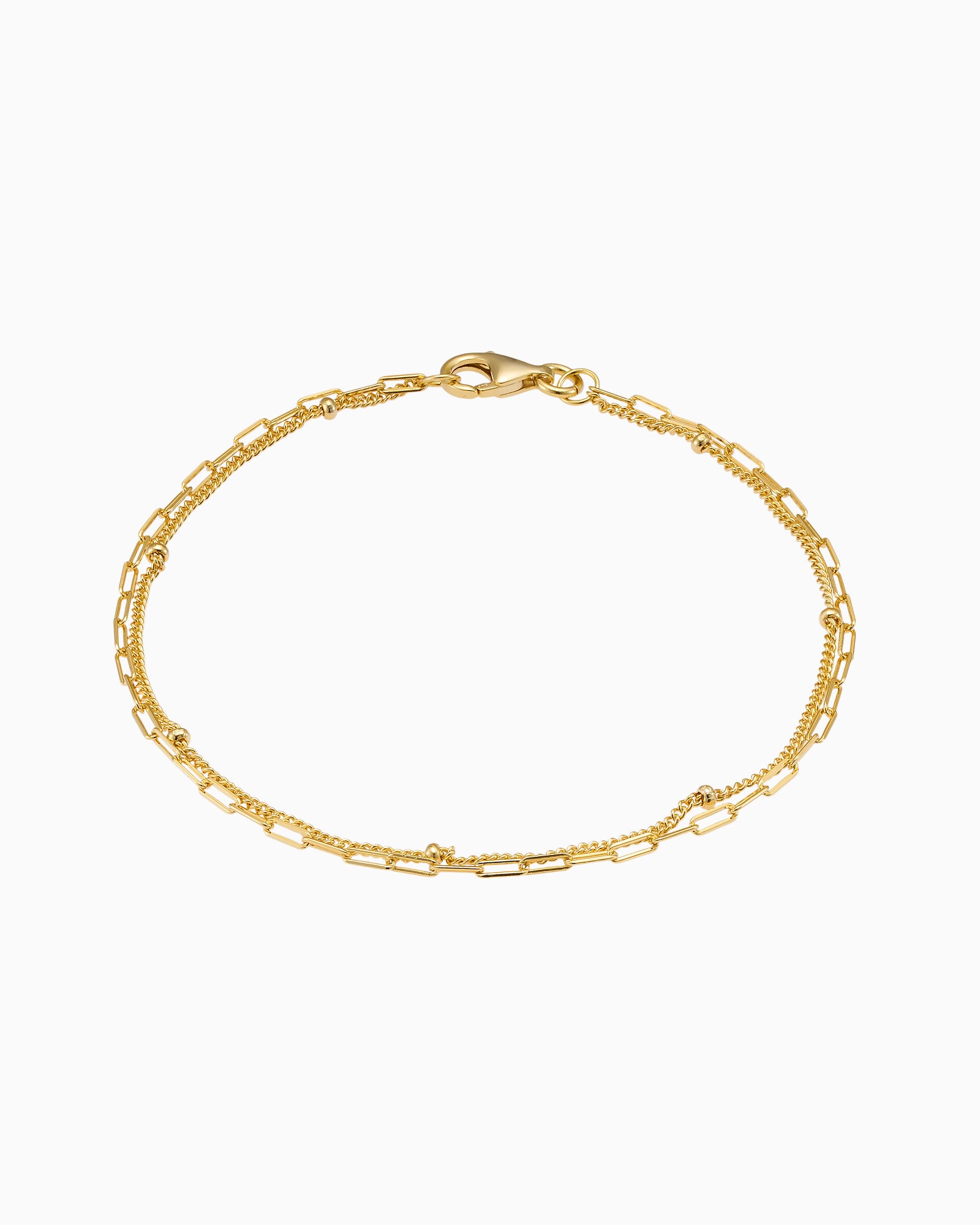 Icon 14k Gold Vermeil Double Chain Bracelet 18.5cm
