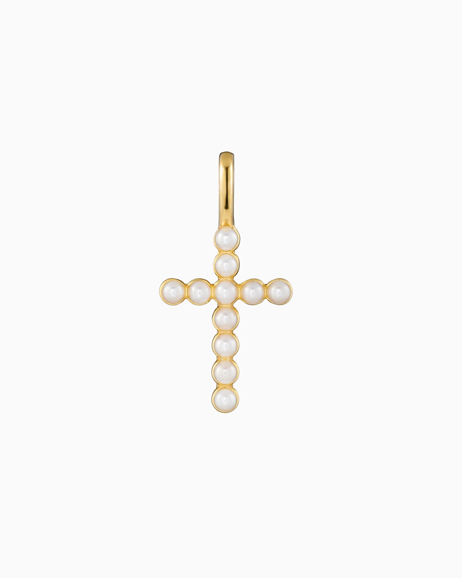 Charmed 14k Gold Vermeil Shell Pearl Cross Charm