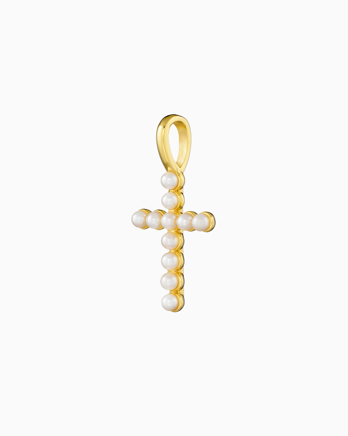 Charmed 14k Gold Vermeil Shell Pearl Cross Charm