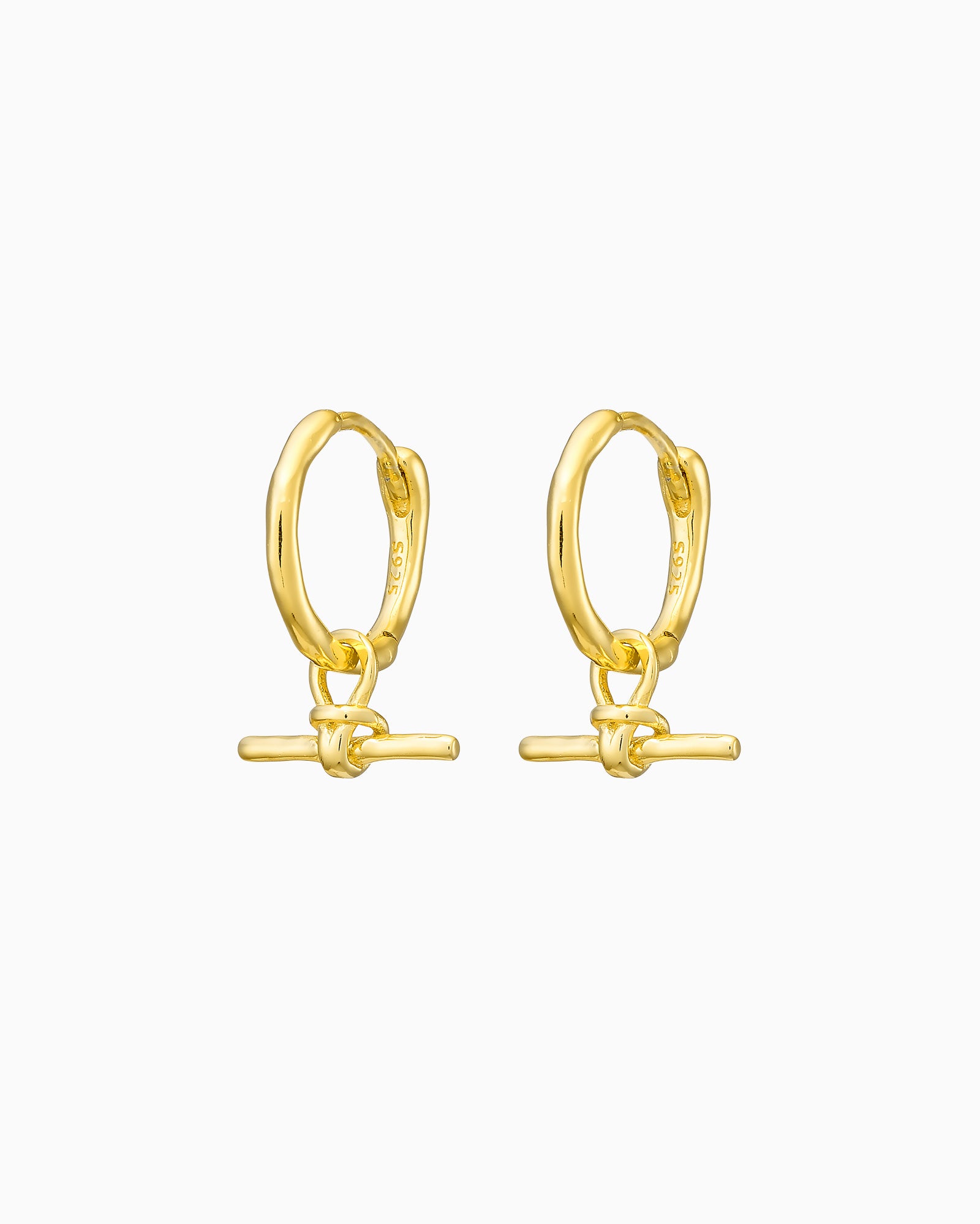 Lustre 14k Gold Vermeil Plain T-Bar Huggies