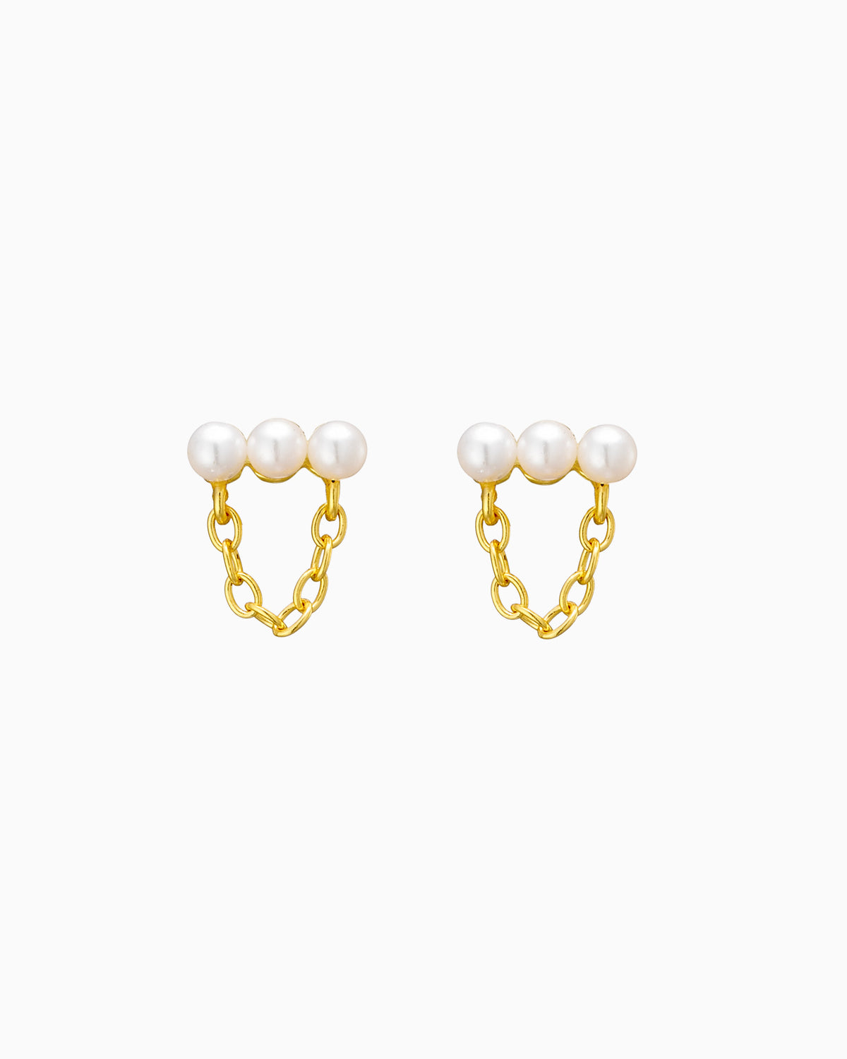 Perla 14k Gold Vermeil Pearl Chain Stud Earrings