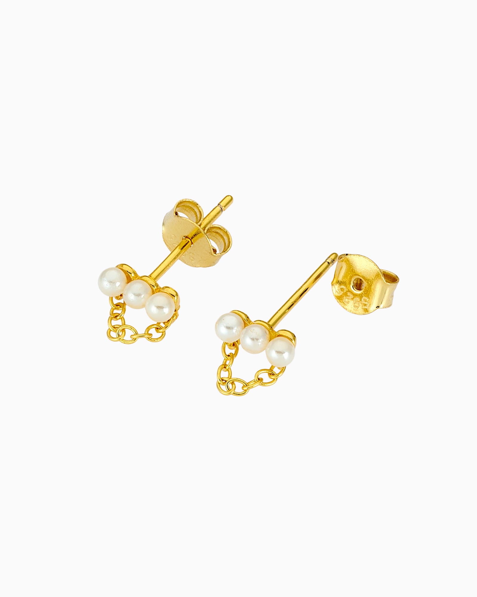 Perla 14k Gold Vermeil Pearl Chain Stud Earrings