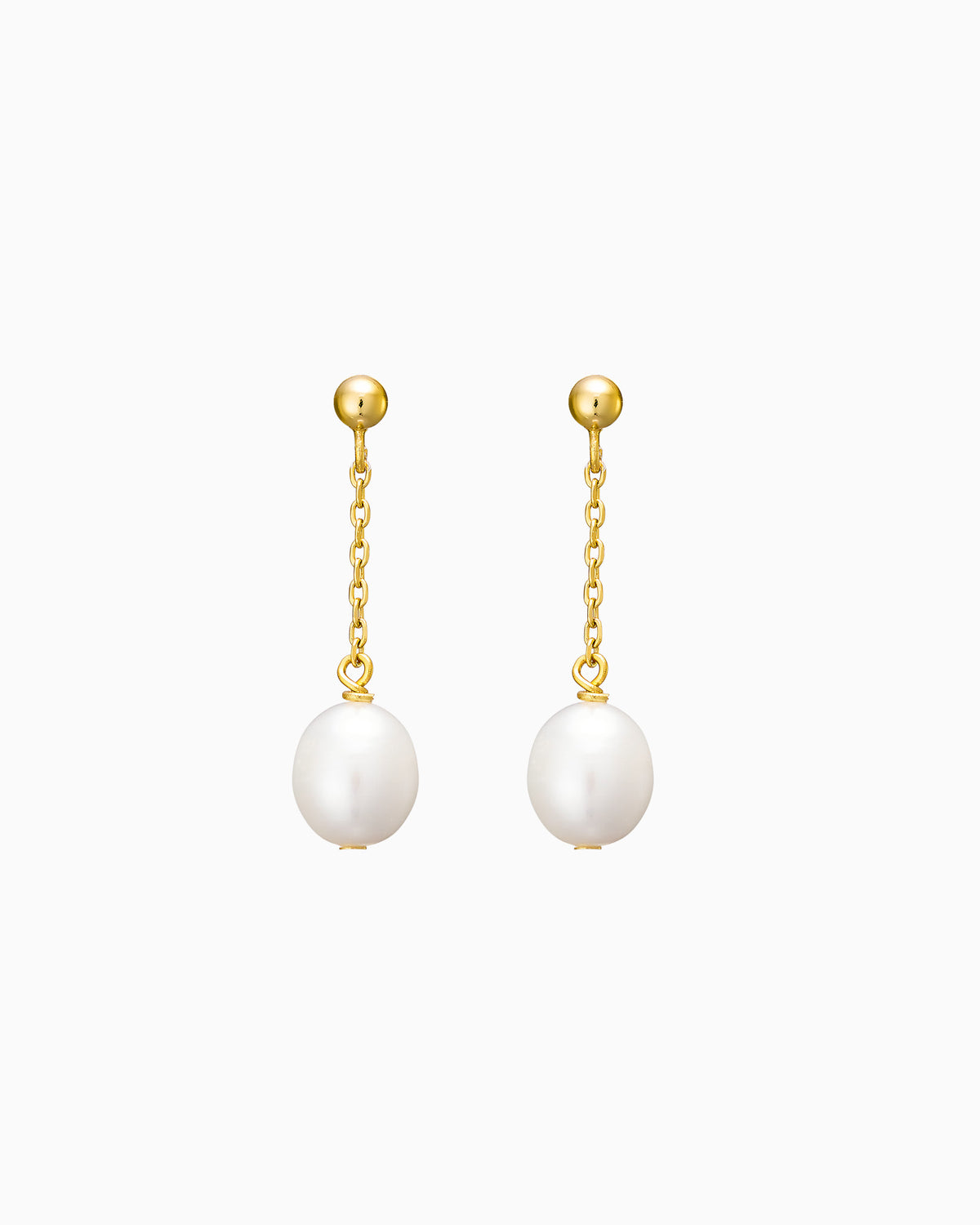 Perla 14k Gold Vermeil Pearl Chain Drop Stud Earrings
