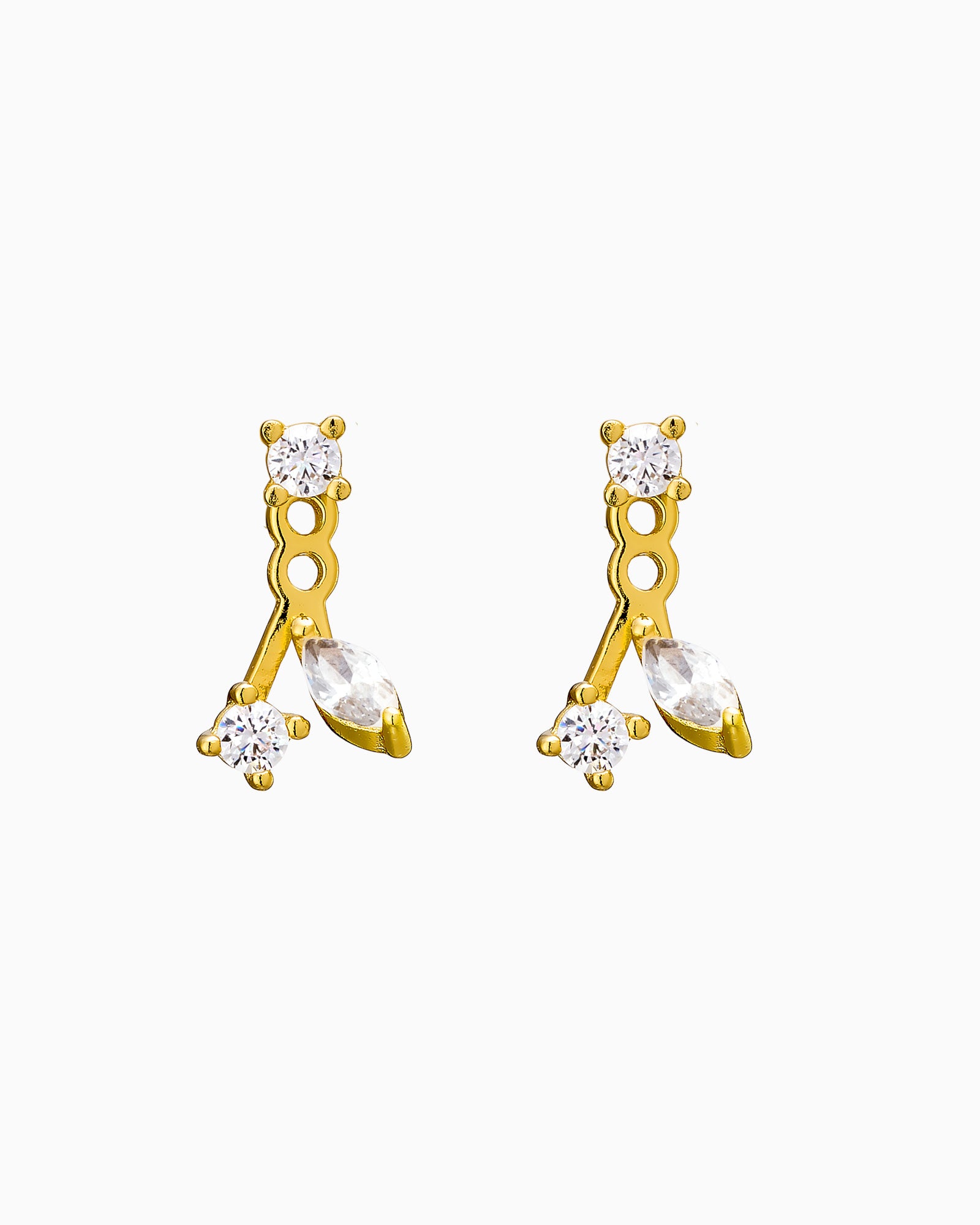 Elevate 14k Gold Vermeil Round Marquise Cubic Zirconia Ear Jacket