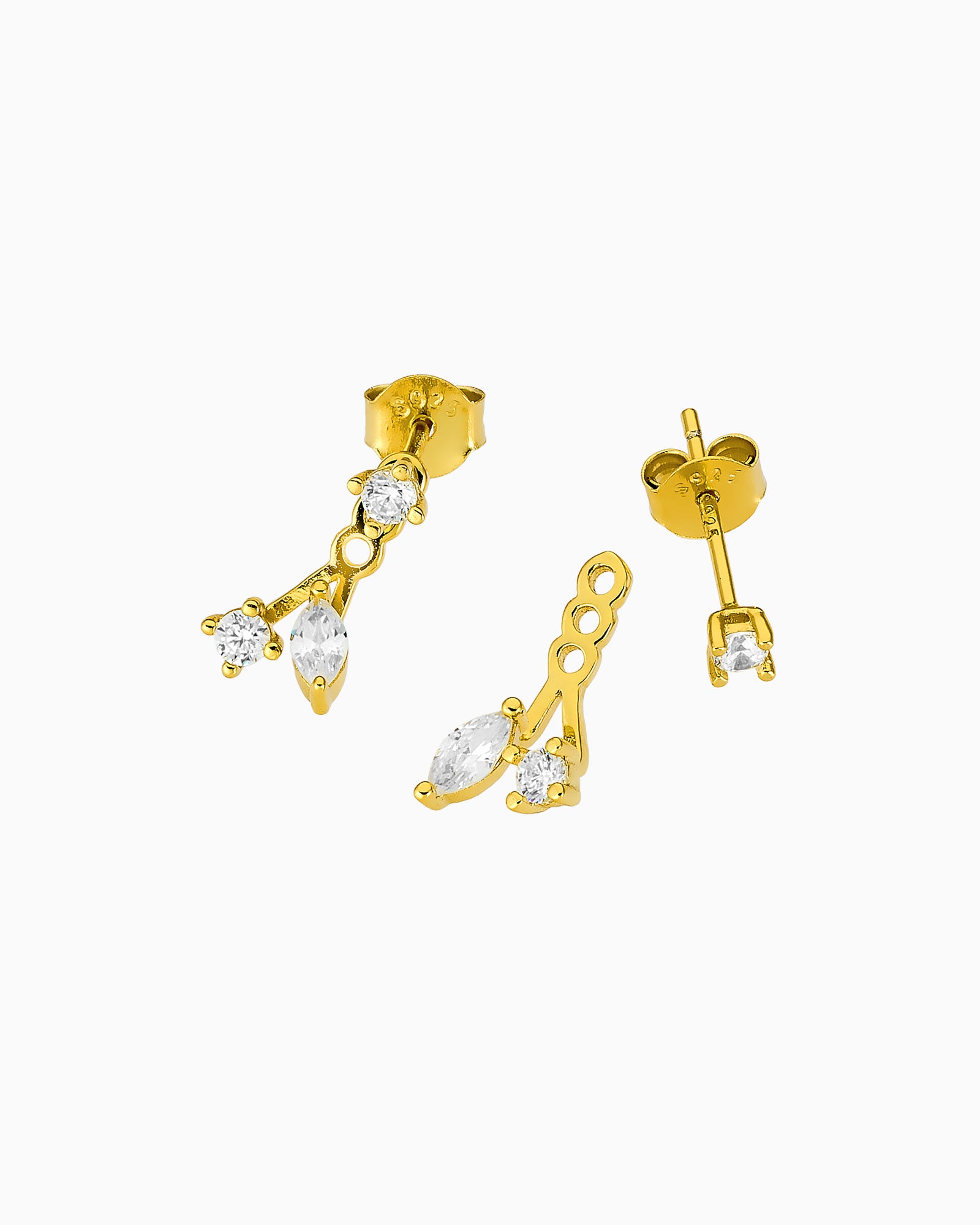 Elevate 14k Gold Vermeil Round Marquise Cubic Zirconia Ear Jacket