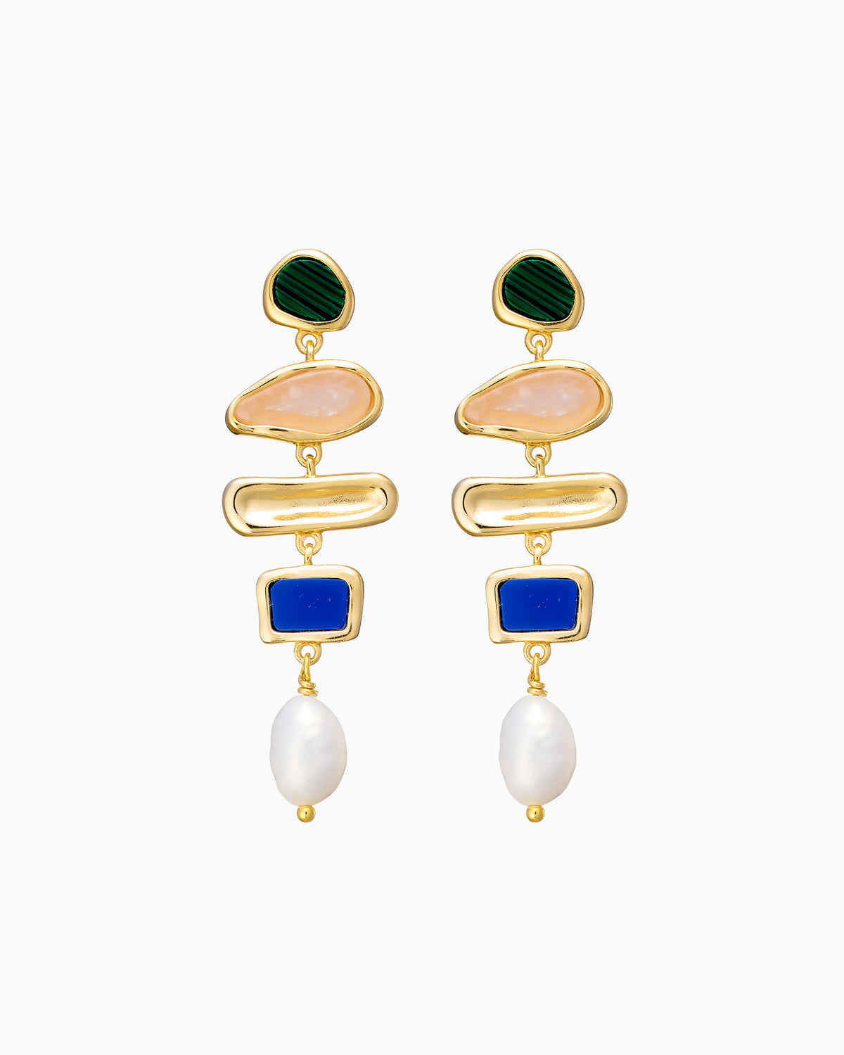 Prism 14k Gold Vermeil Multistone Pearl Drop Earring