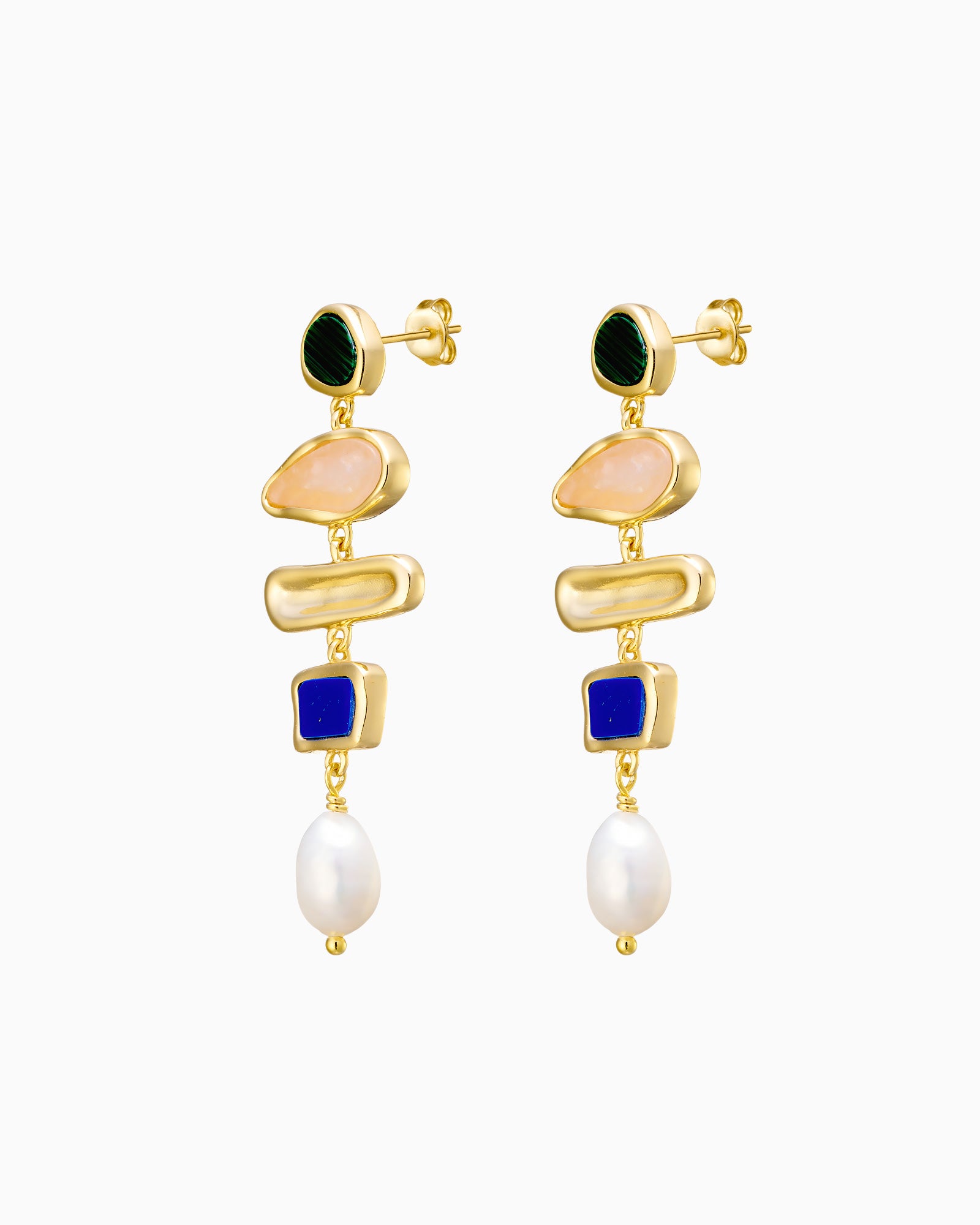 Prism 14k Gold Vermeil Multistone Pearl Drop Earring