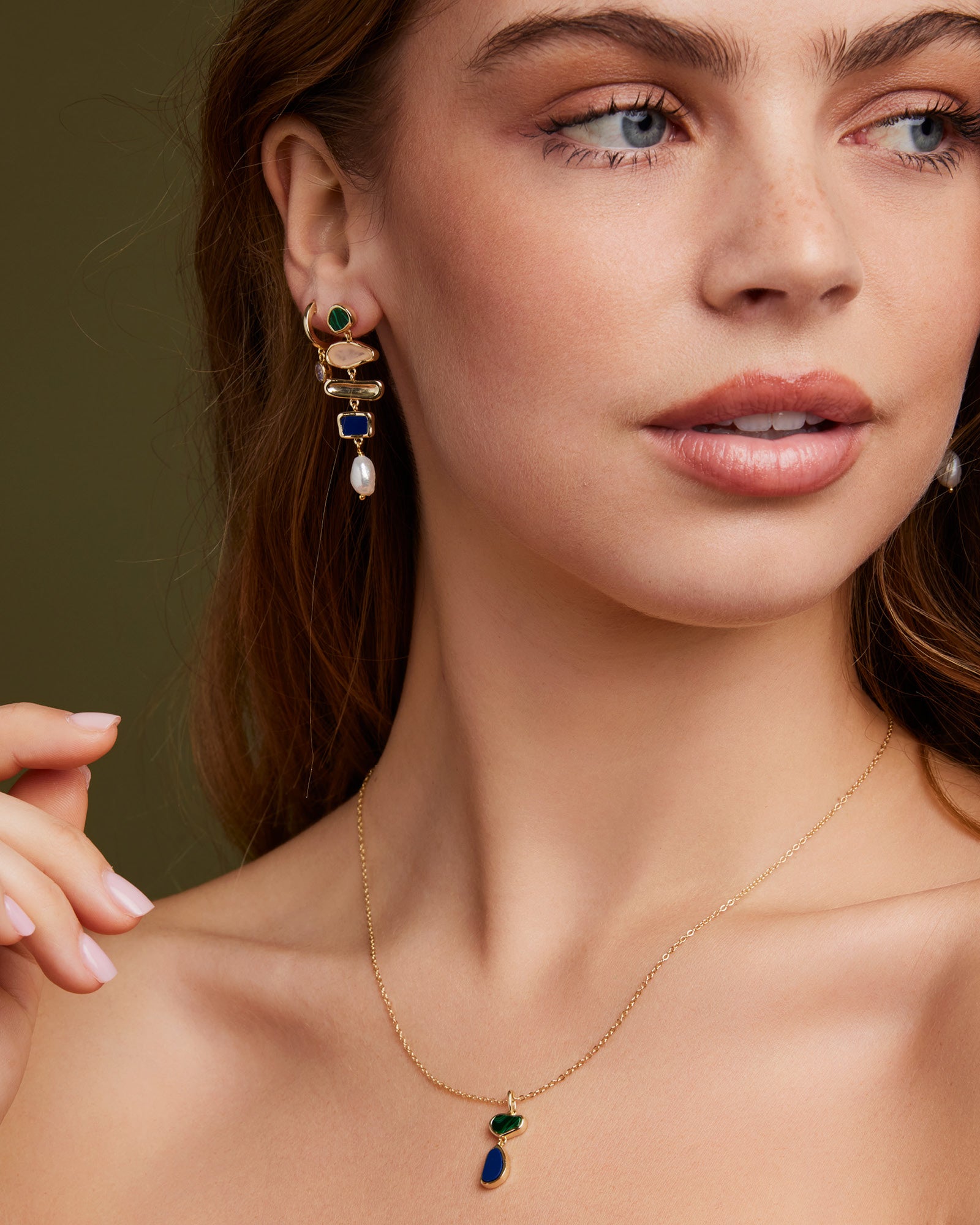 Prism 14k Gold Vermeil Multistone Pearl Drop Earring
