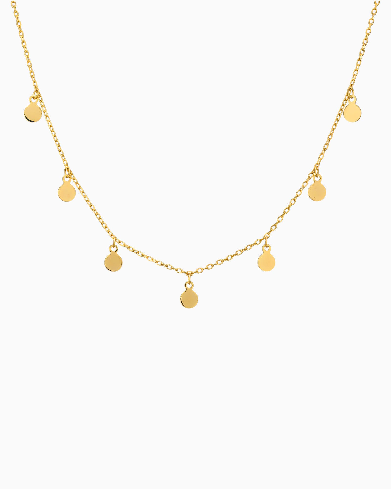 Lustre 14k Gold Vermeil Plain Disc Drop Necklace