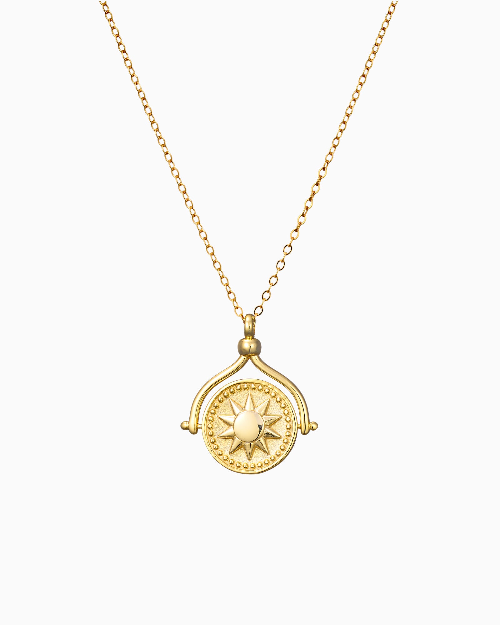 Lustre 14k Gold Vermeil Medallion Sun/Moon Flip Necklace