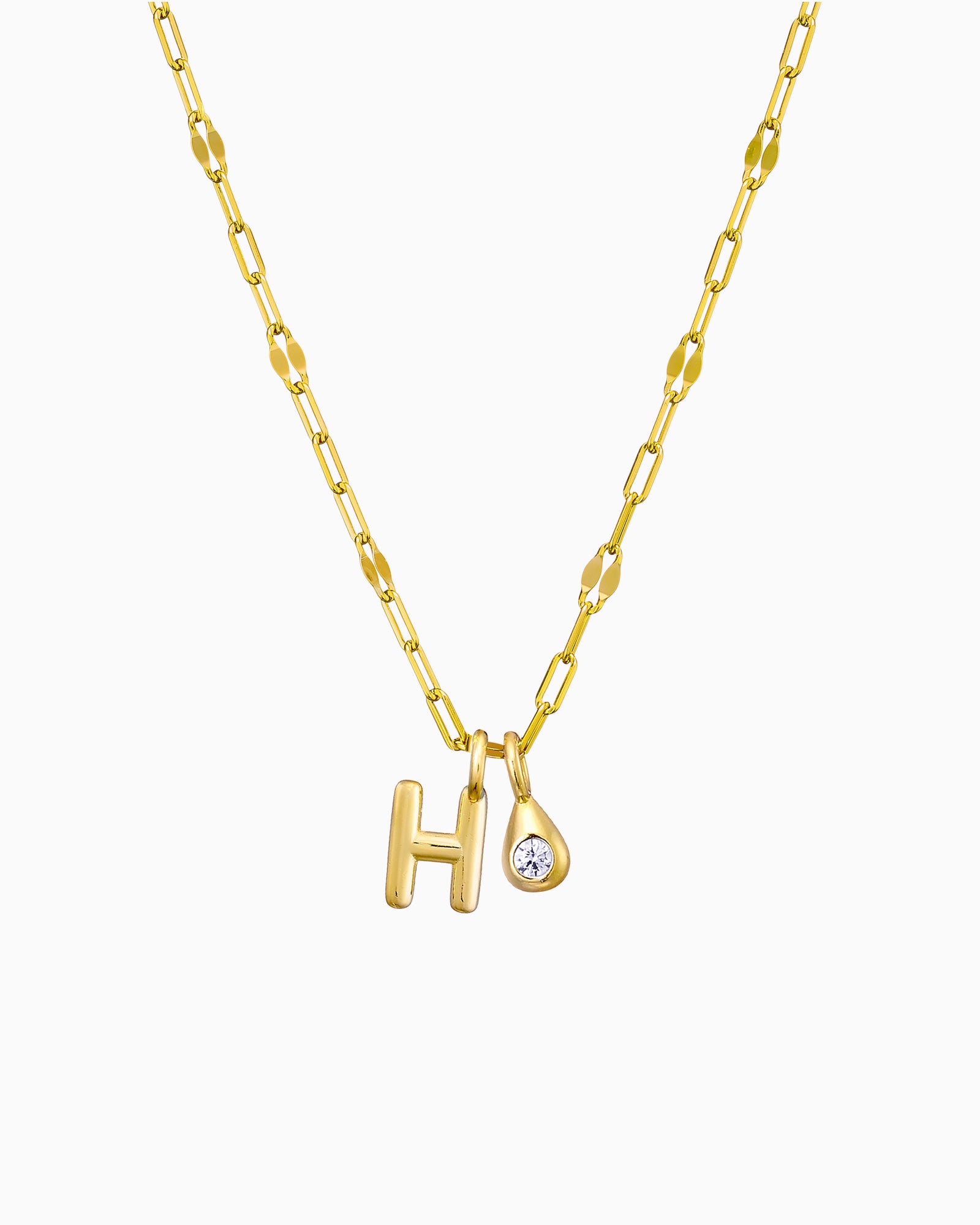 Imprint 14K Gold Vermeil H Initial Cubic Zirconia Necklace