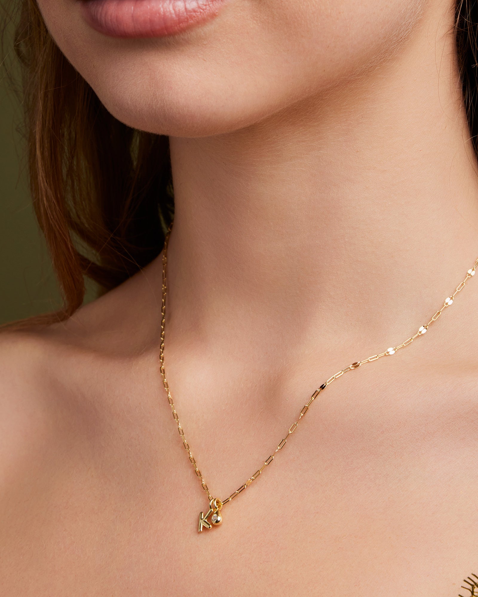 Imprint 14K Gold Vermeil K Initial Cubic Zirconia Necklace