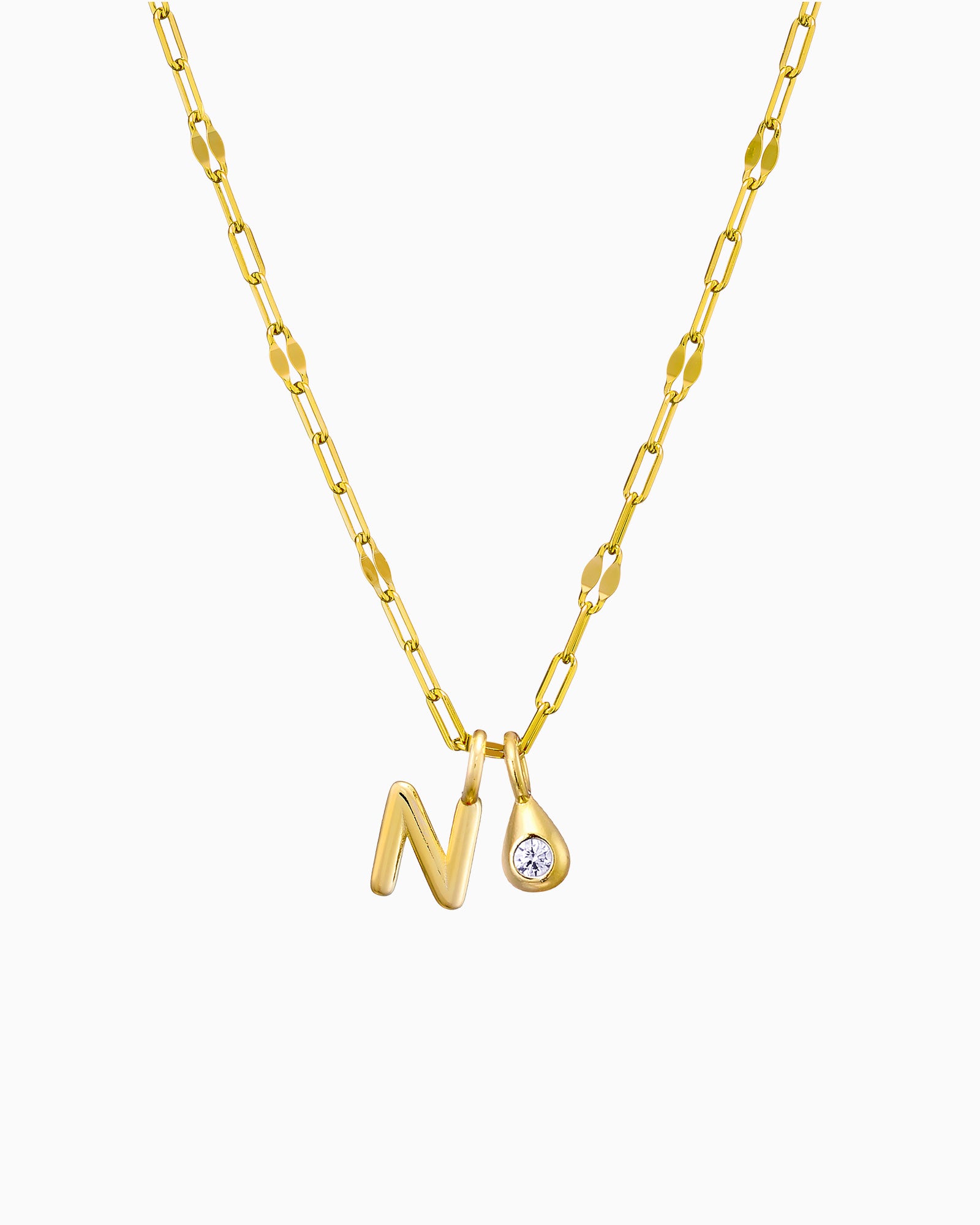 Imprint 14K Gold Vermeil N Initial Cubic Zirconia Necklace
