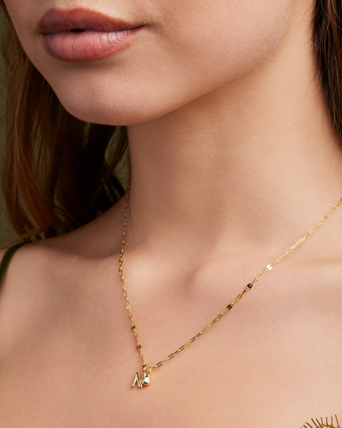 Imprint 14K Gold Vermeil N Initial Cubic Zirconia Necklace