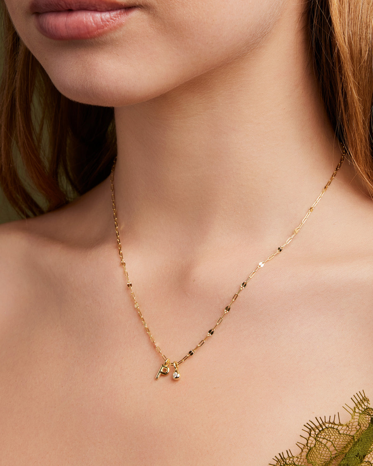 Imprint 14K Gold Vermeil P Initial Cubic Zirconia Necklace