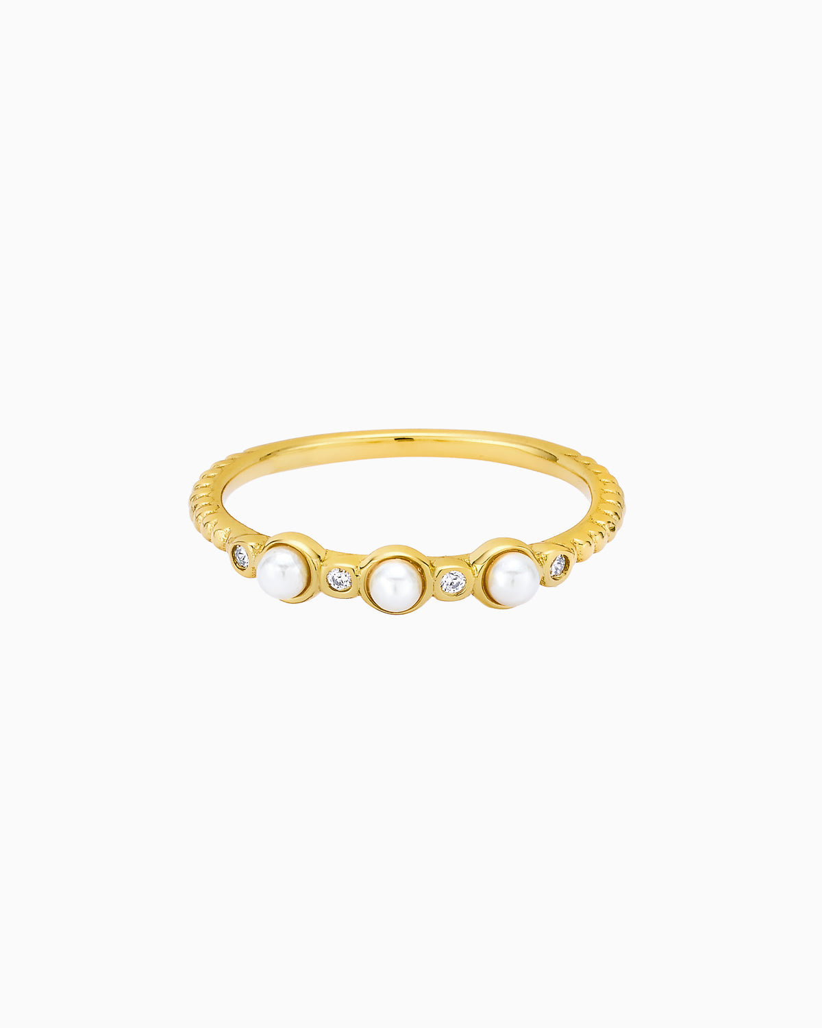 Perla 14k Gold Vermeil Shell Pearl Cubic Zirconia Ring