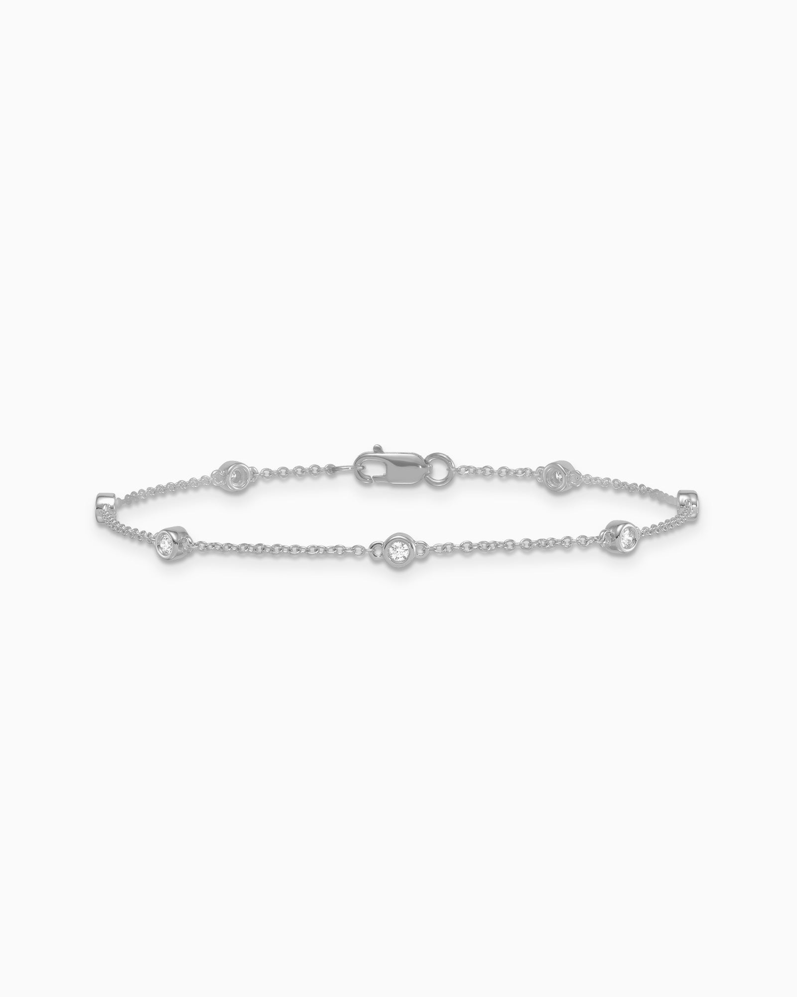 Signature 9K White Gold Lab Grown Diamond Station Bracelet