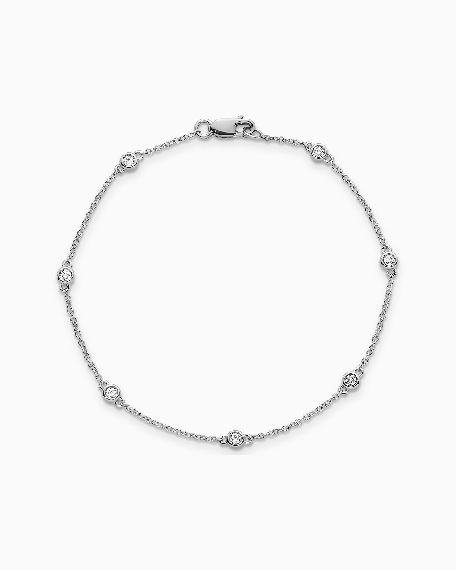 Signature 9K White Gold Lab Grown Diamond Station Bracelet