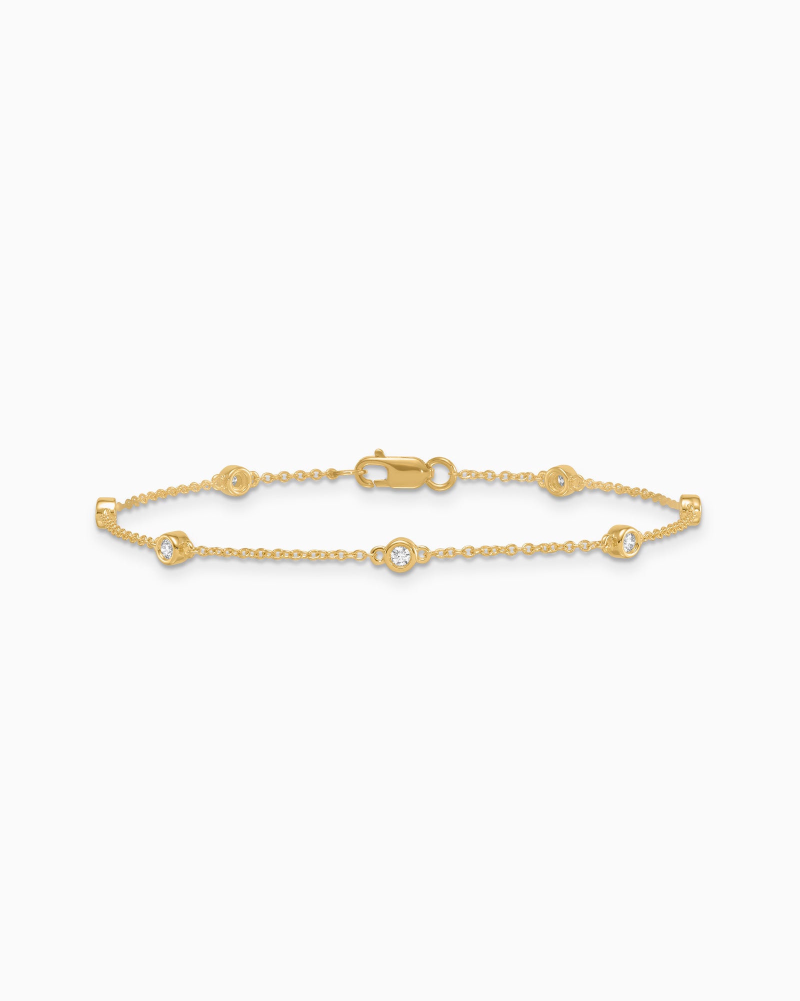 Signature 9K Yellow Gold Lab Grown Diamond Station Bracelet