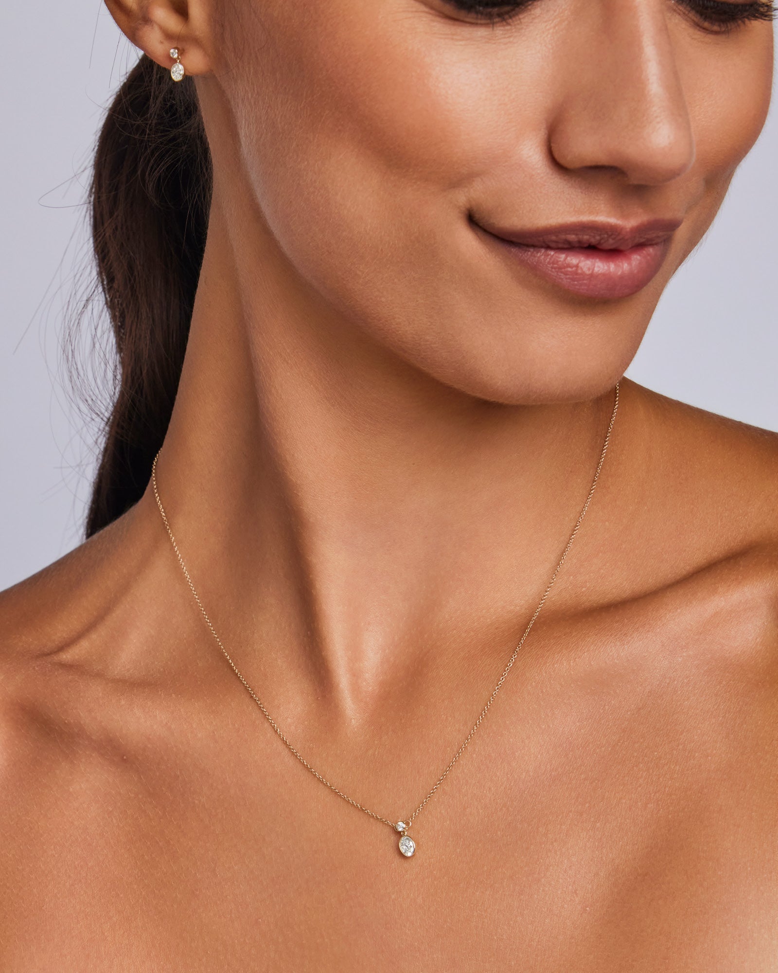 Radiance 9K Gold 0.33ct Oval Lab Grown Diamond Drop Earrings