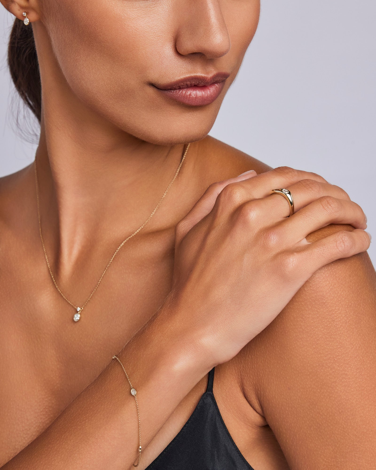 Radiance 9K Gold 0.25ct Oval Lab Grown Diamond Drop Necklace
