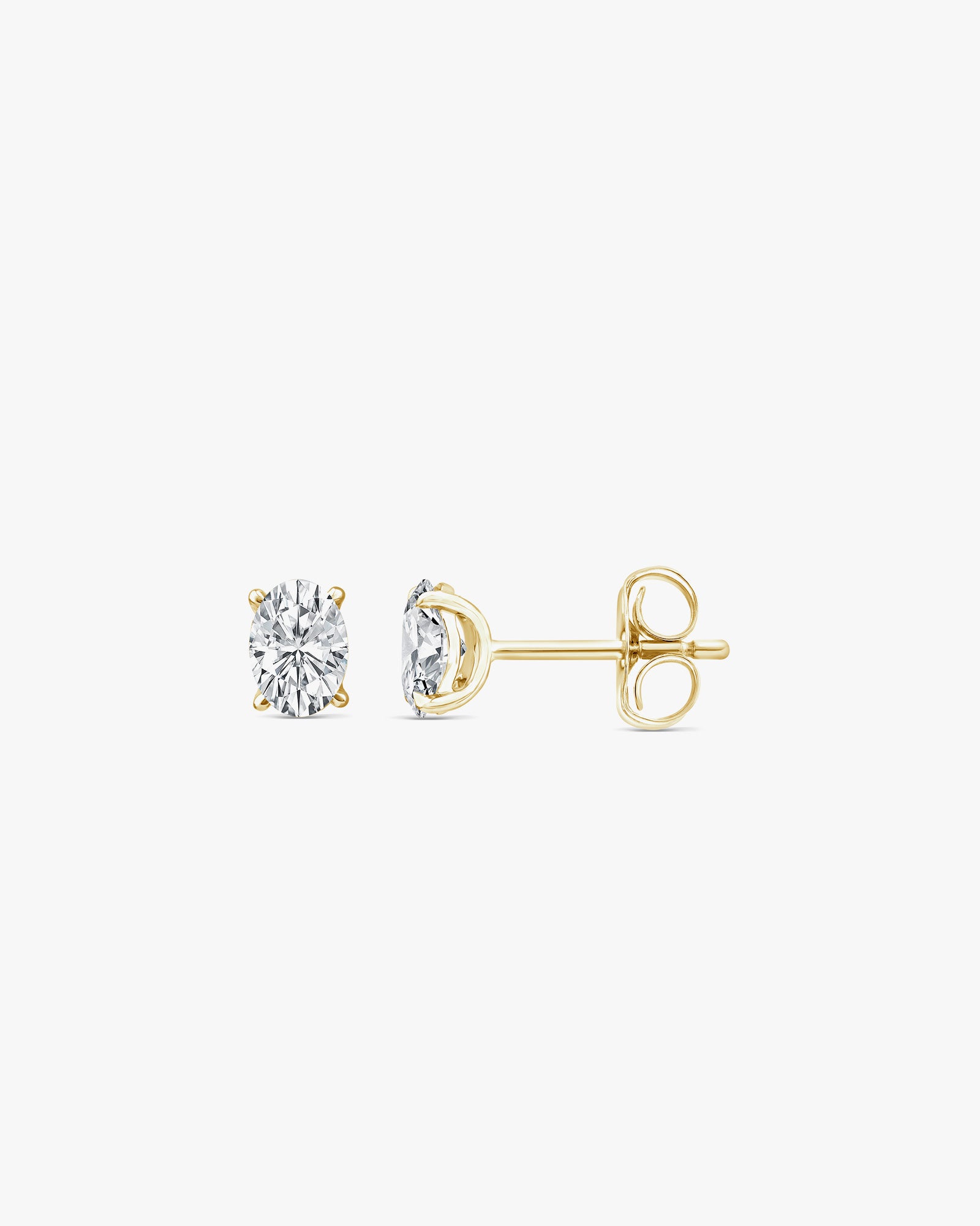 Signature 9K Gold 0.50ct Oval Lab Grown Diamond 4 Claw Stud Earrings