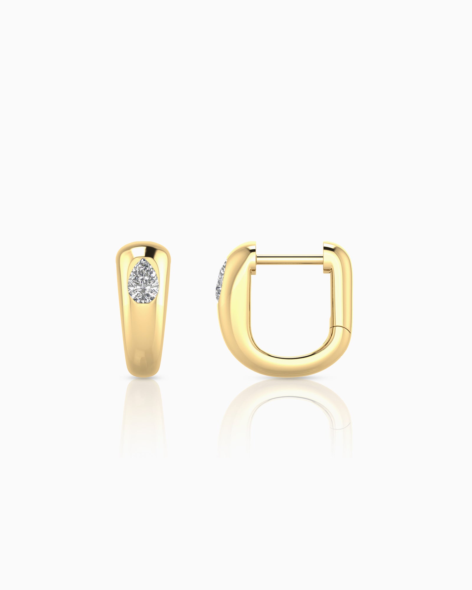 Flow 9K Gold 0.20ct Pear Lab Grown Diamond Chunky Huggie Earrings
