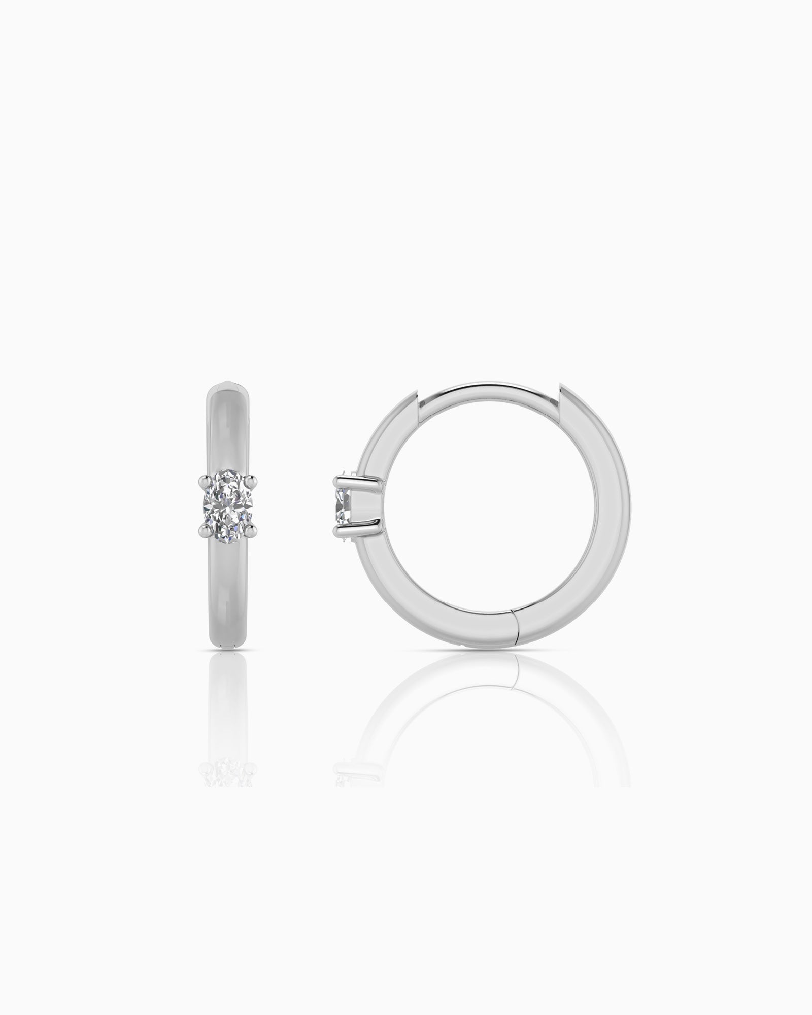 Radiance 9K White Gold 0.12ct Oval Lab Grown Diamond Huggie Earrings