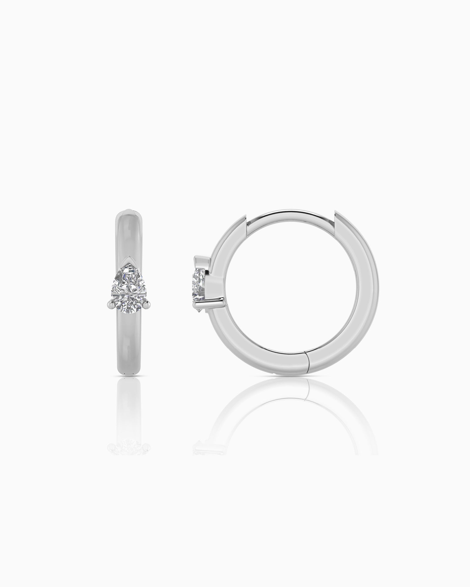 Radiance 9K White Gold 0.12ct Pear Lab Grown Diamond Huggie Earrings