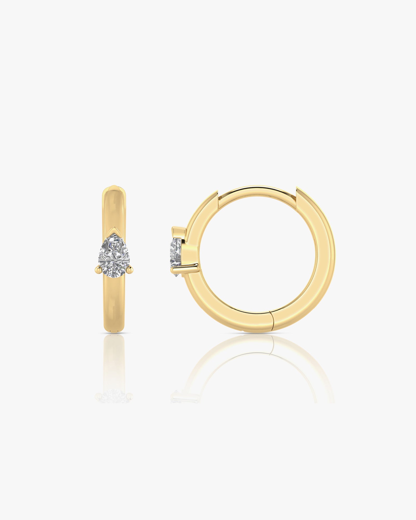 Radiance 9K Gold 0.12ct Pear Lab Grown Diamond Huggie Earrings